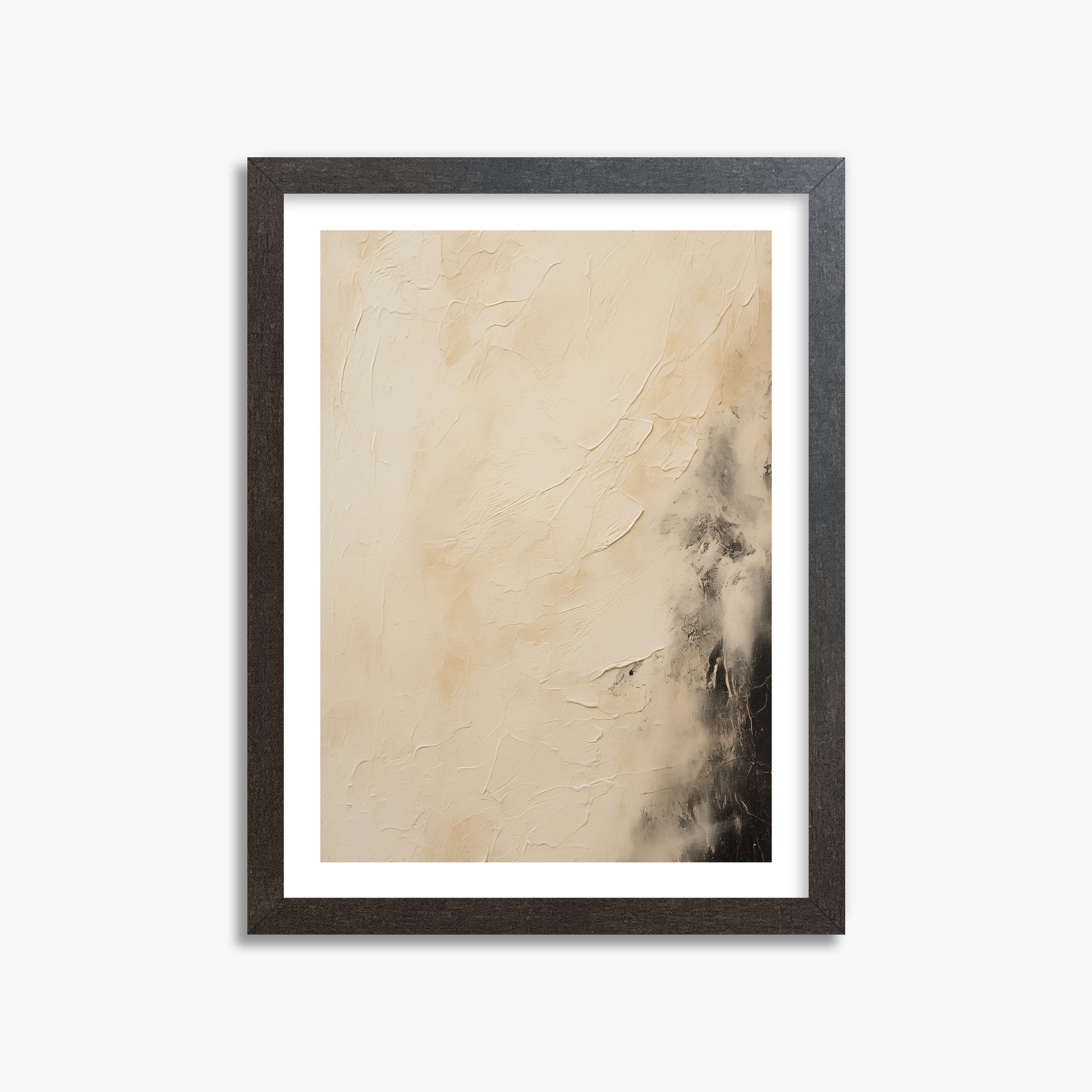 Ivory Mist Abstract, 30x40cm Framed Art Reproduction With Espresso Frame