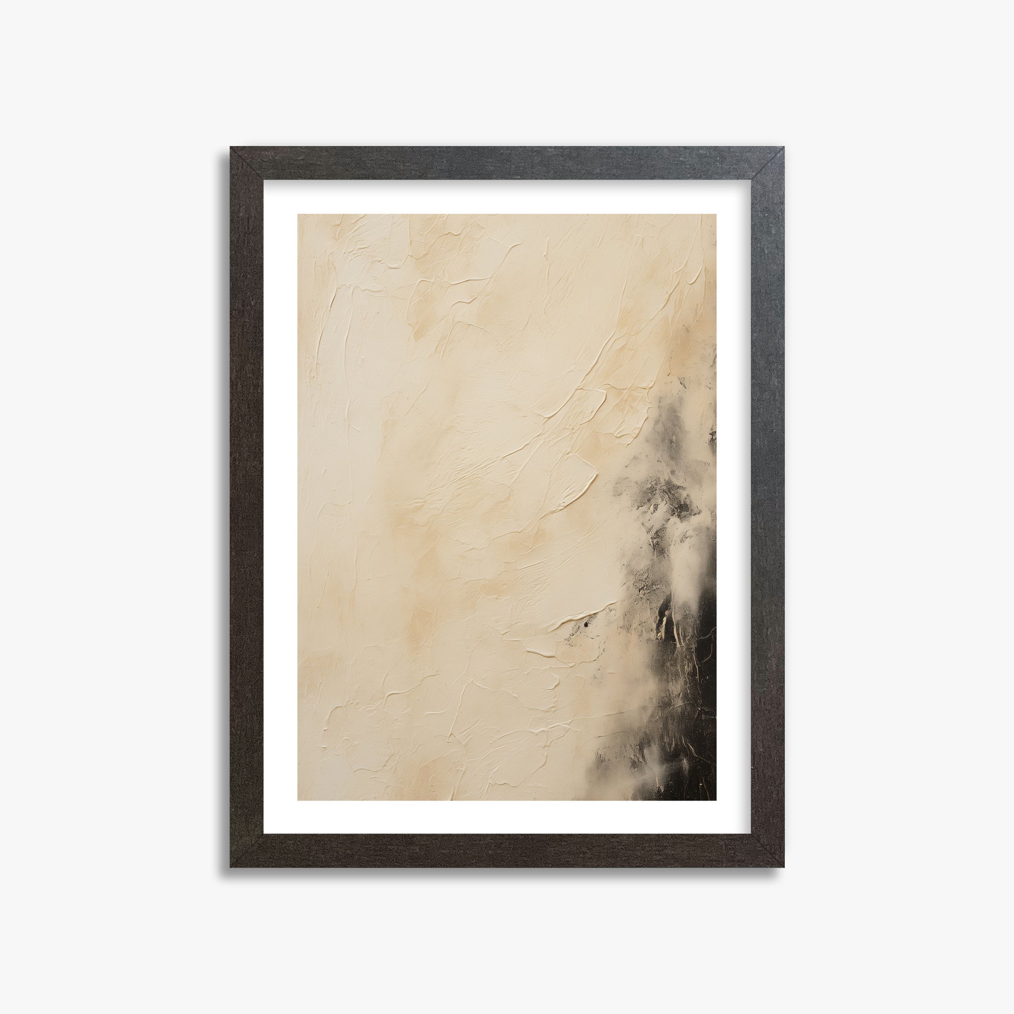 Ivory Mist Abstract, 30x40cm Framed Art Reproduction With Espresso Frame
