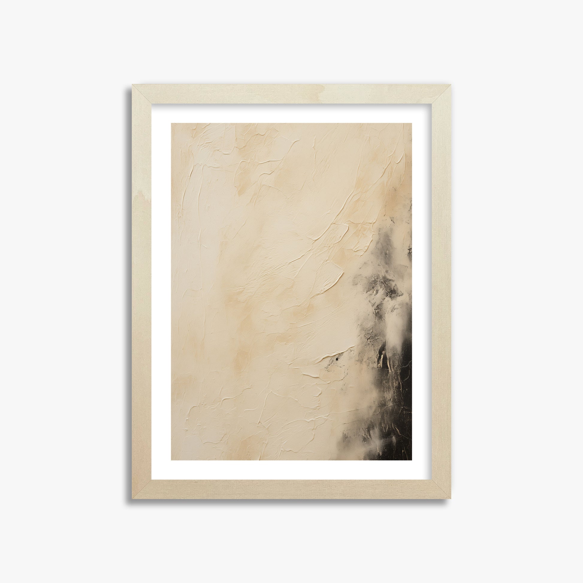 Ivory Mist Abstract, 30x40cm Framed Art Reproduction With Lime Wood Frame