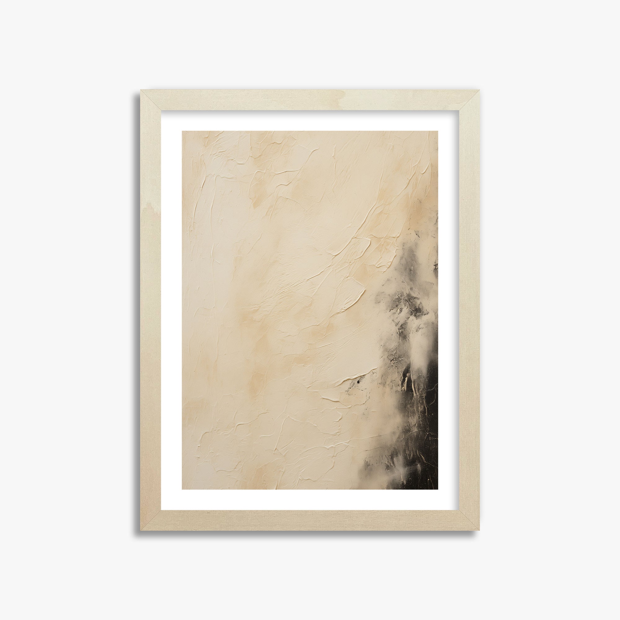Ivory Mist Abstract, 30x40cm Framed Art Reproduction With Lime Wood Frame