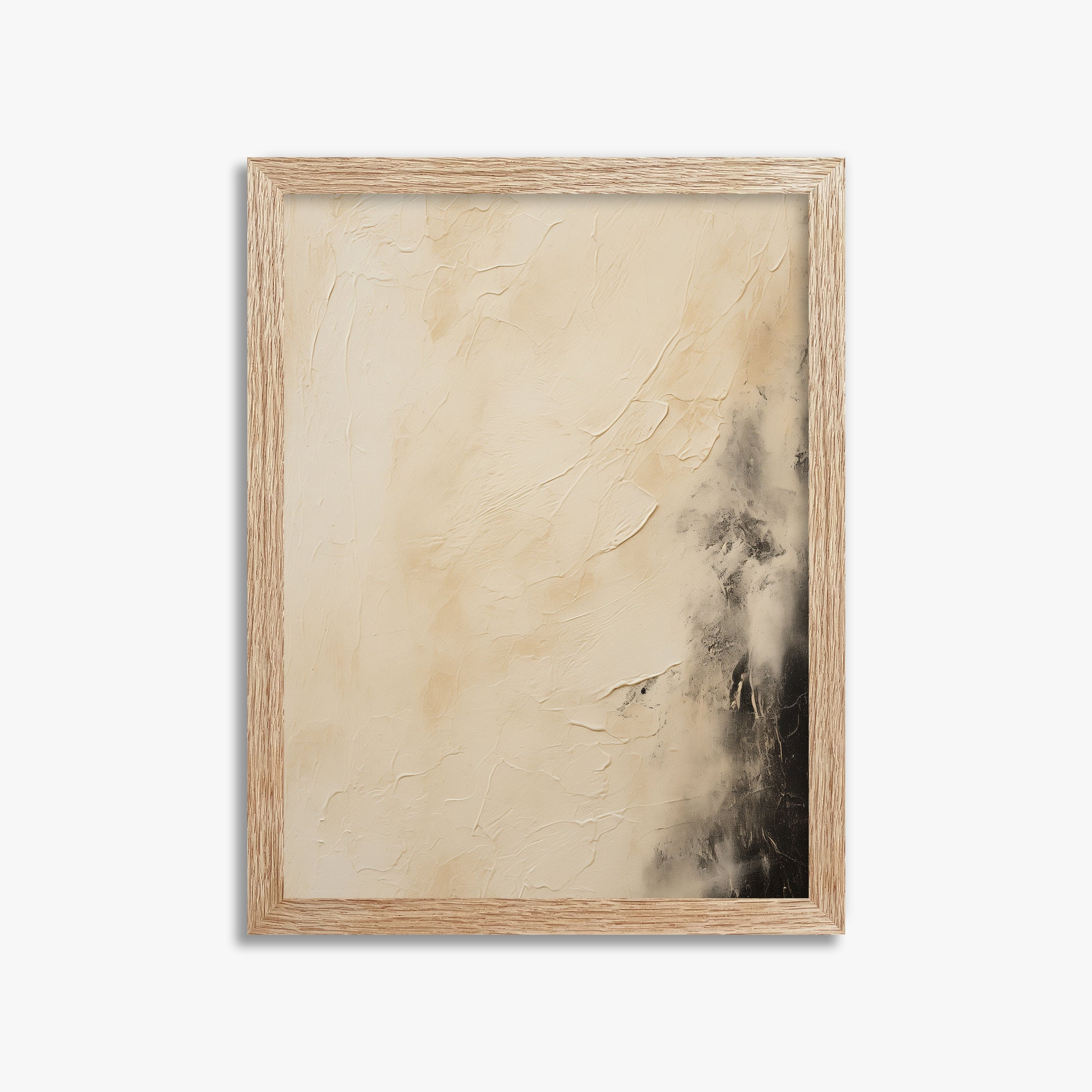 Ivory Mist Abstract, 30x40cm Framed Art Reproduction With Raw Oak Frame