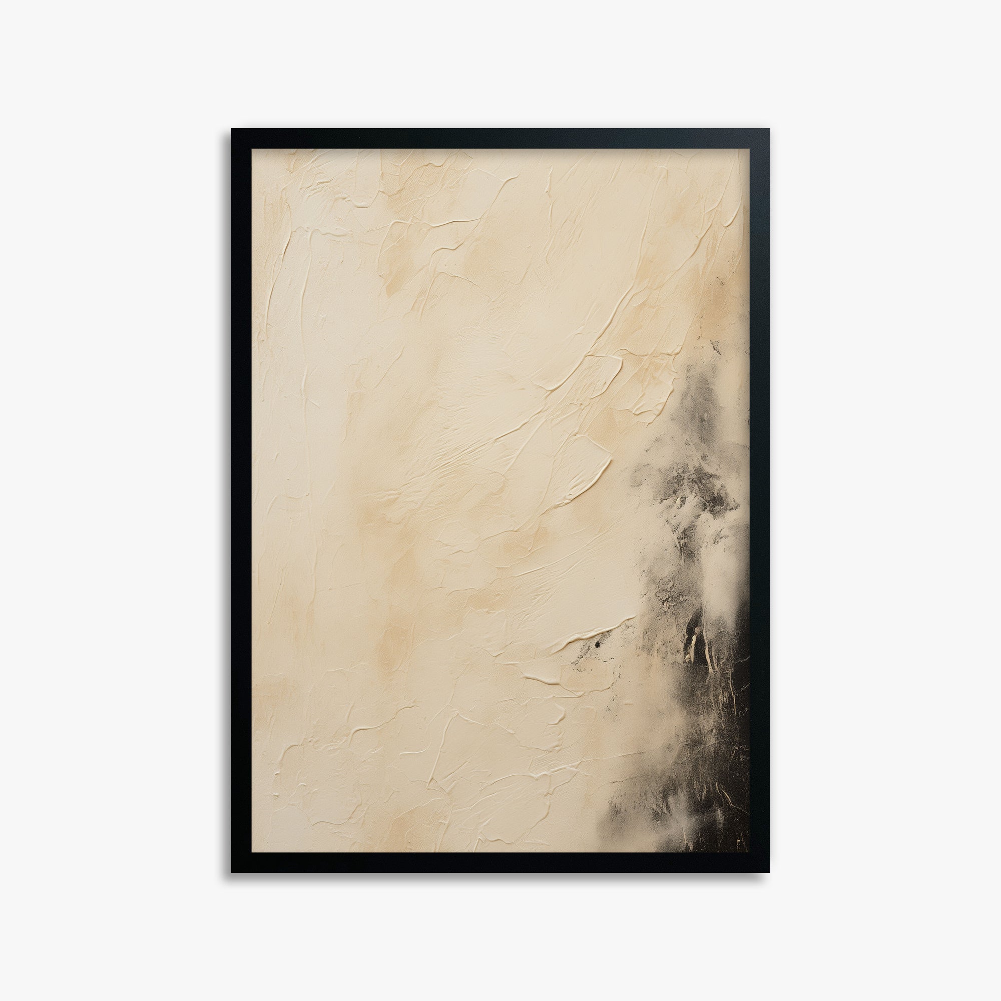 Ivory Mist Abstract, 50x70cm Framed Poster With Black Frame