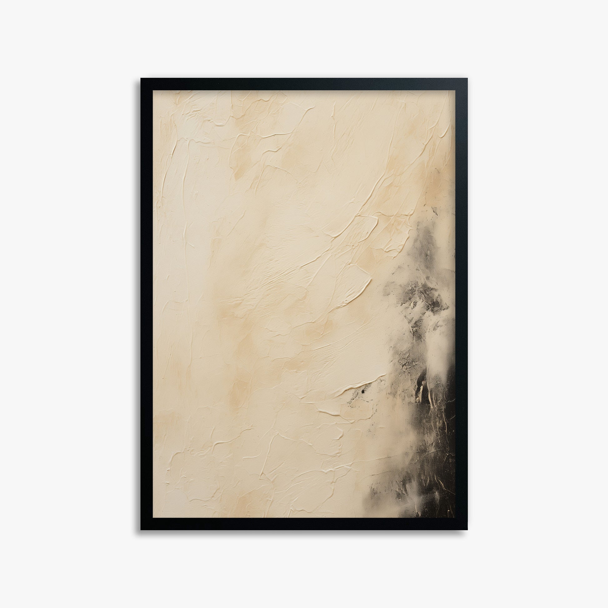 Ivory Mist Abstract, 50x70cm Framed Poster With Black Frame