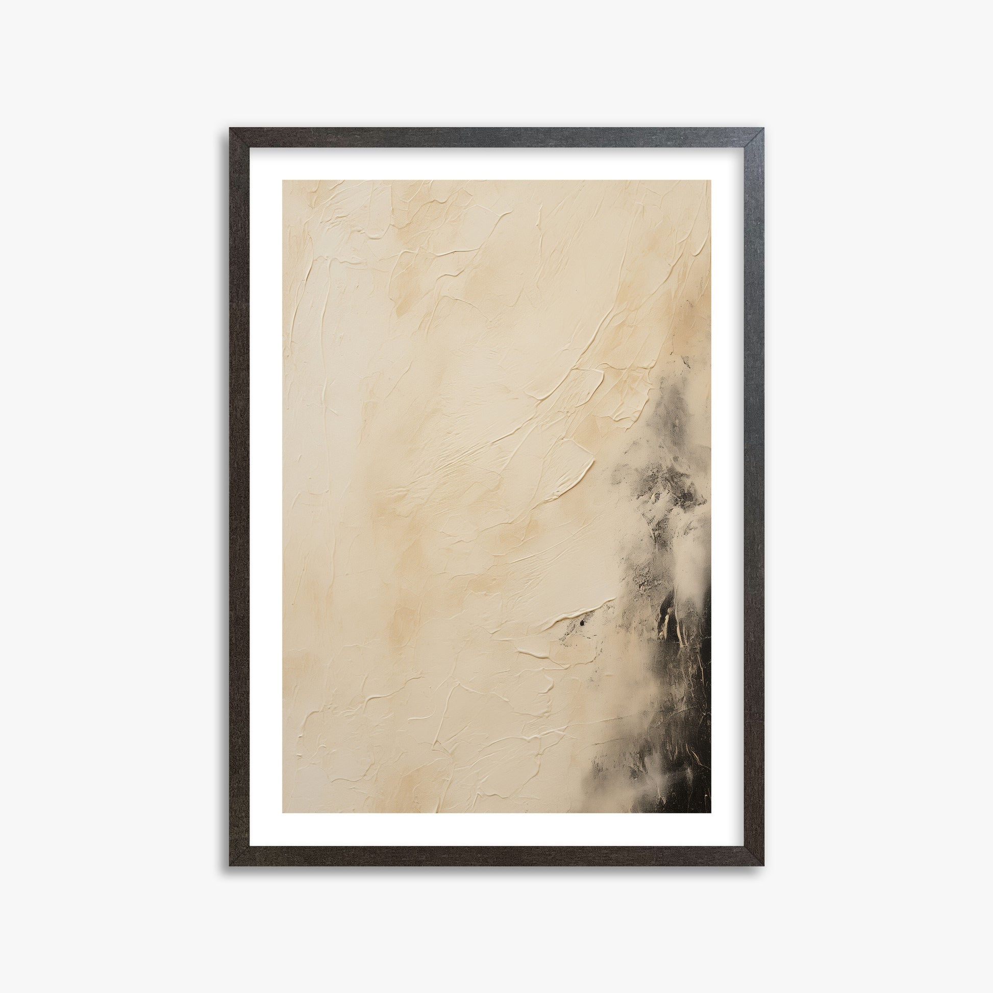 Ivory Mist Abstract, 50x70cm Framed Art Reproduction With Espresso Frame