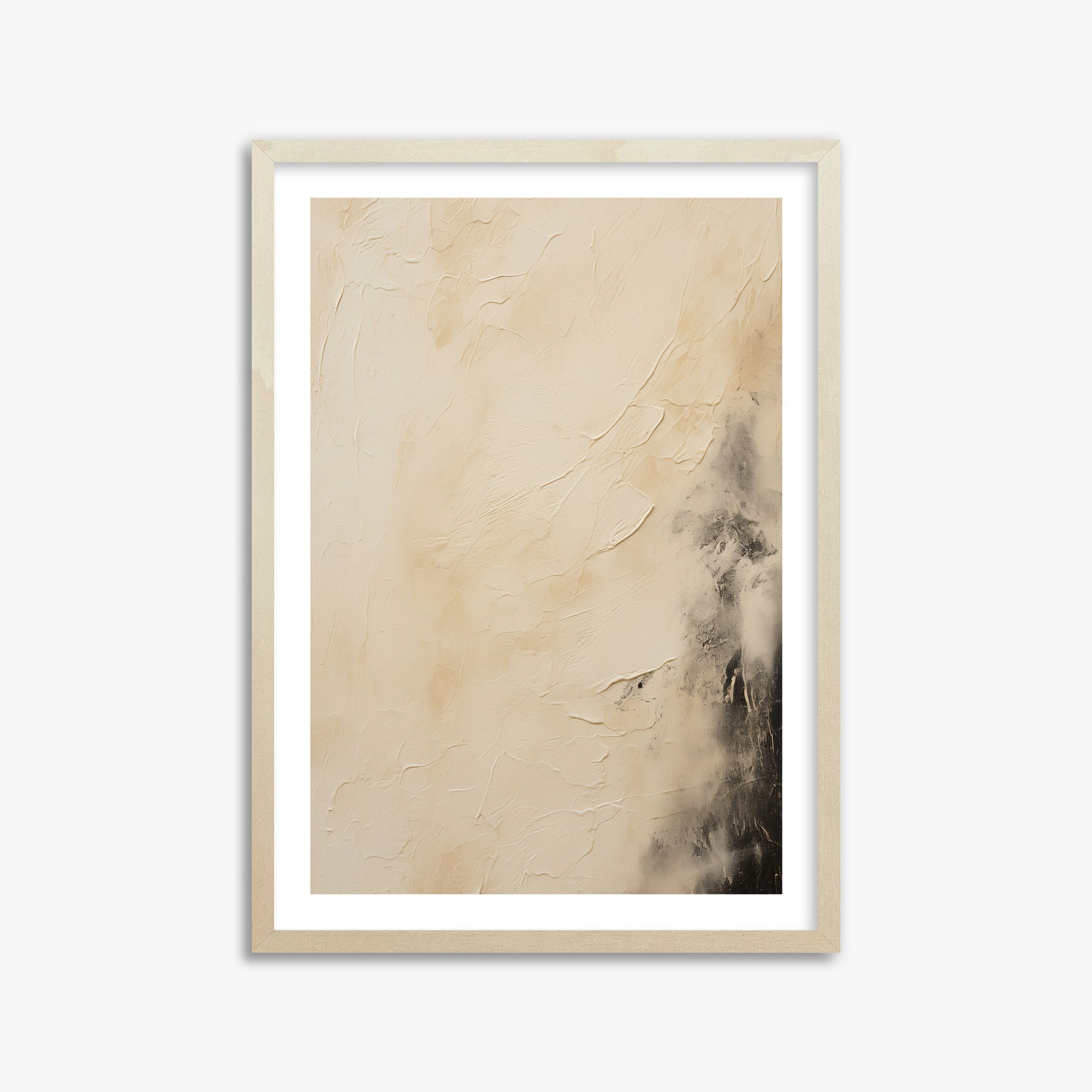 Ivory Mist Abstract, 50x70cm Framed Art Reproduction With Lime Wood Frame