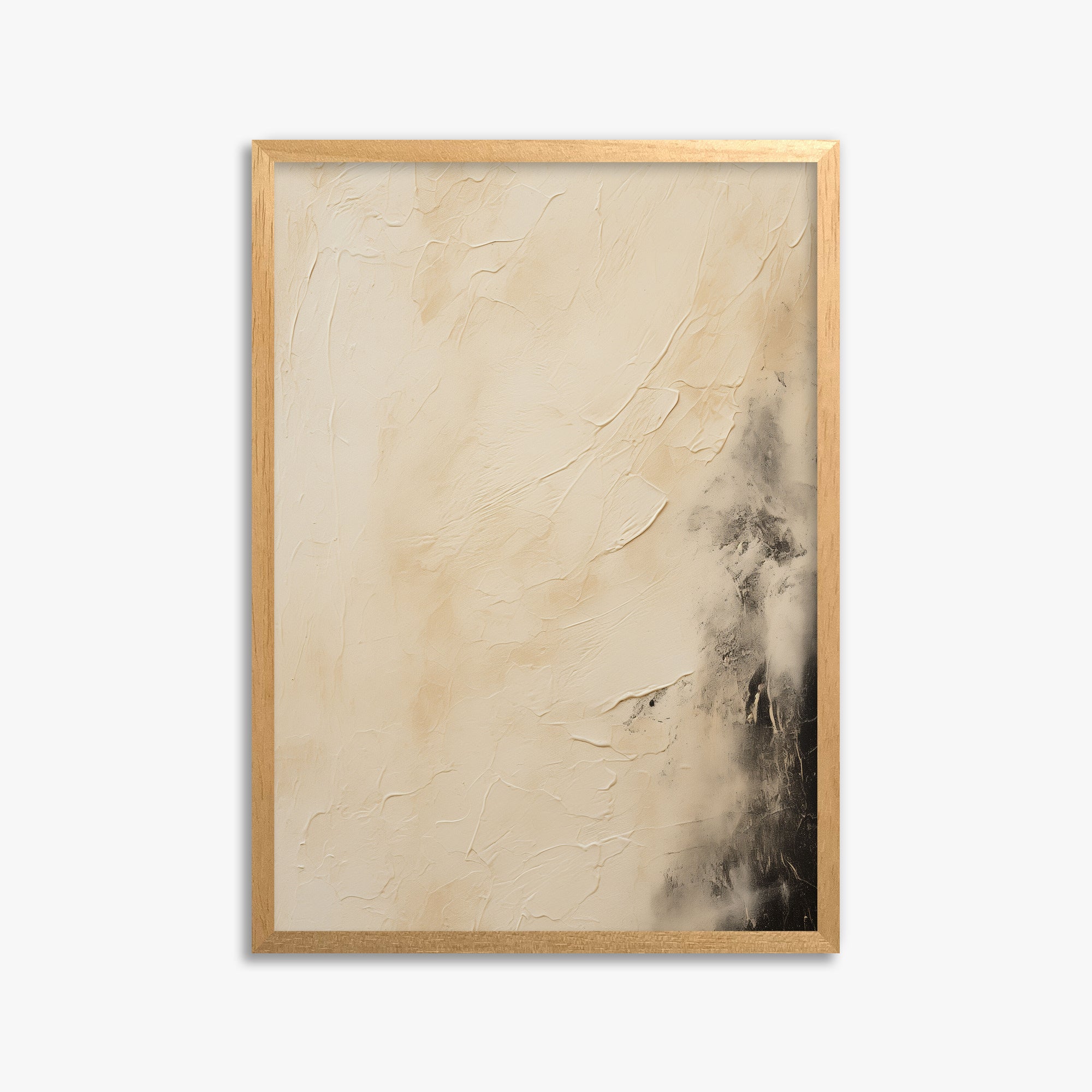 Ivory Mist Abstract, 50x70cm Framed Poster With Oak Frame