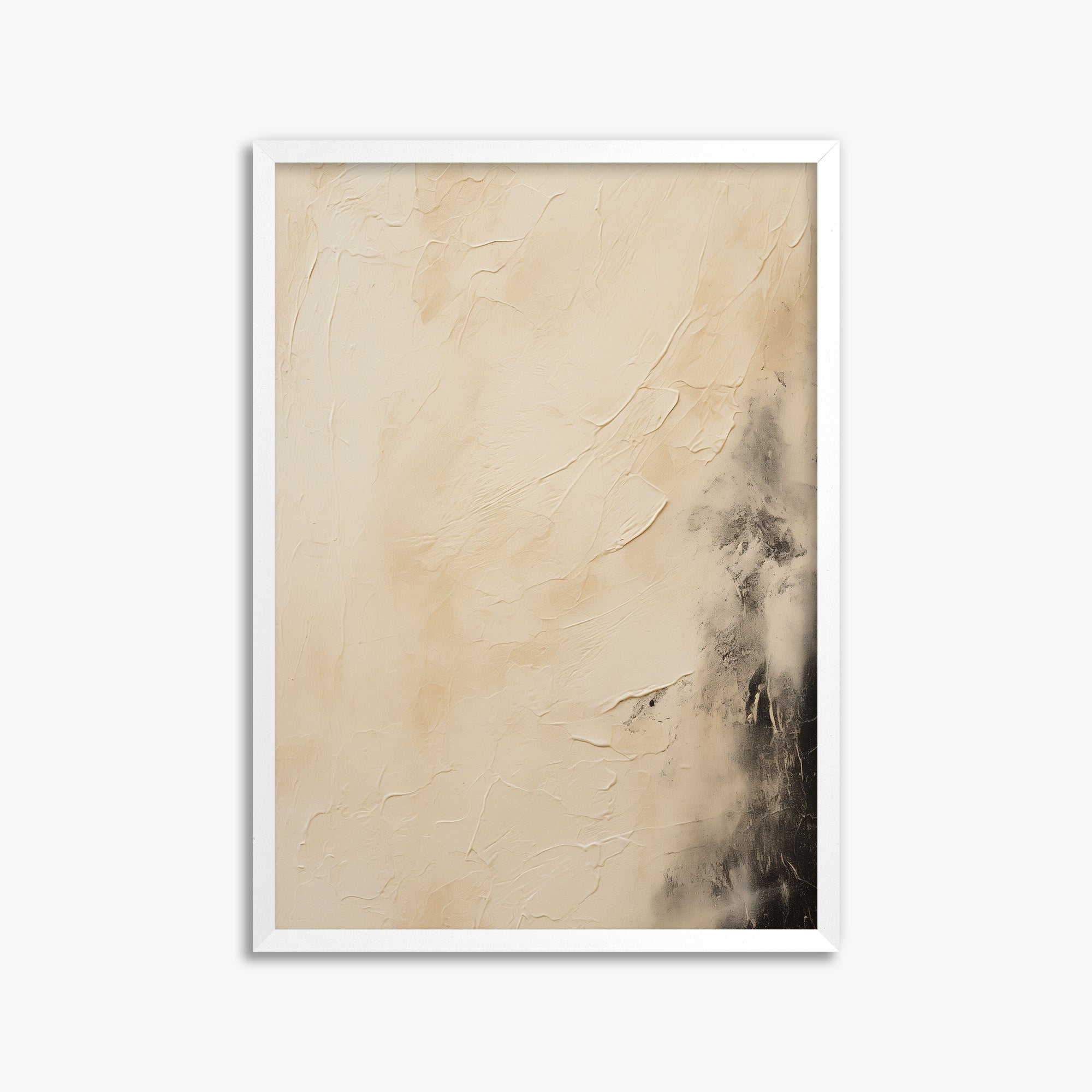 Ivory Mist Abstract, 50x70cm Framed Poster With White Frame