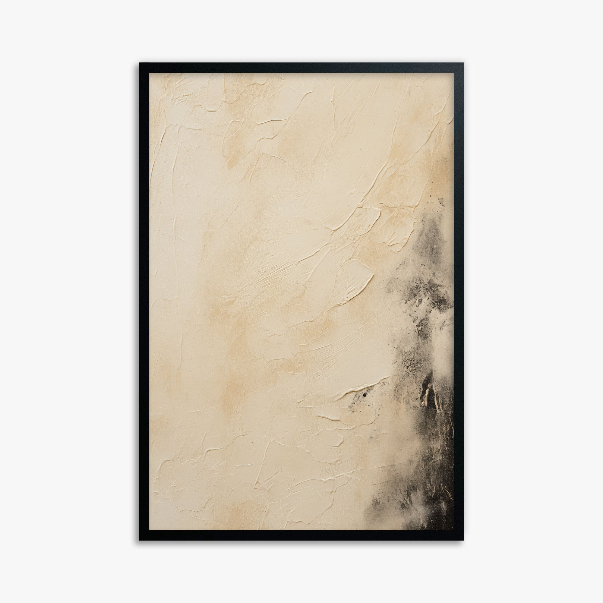 Ivory Mist Abstract, 61x91cm Framed Poster With Black Frame
