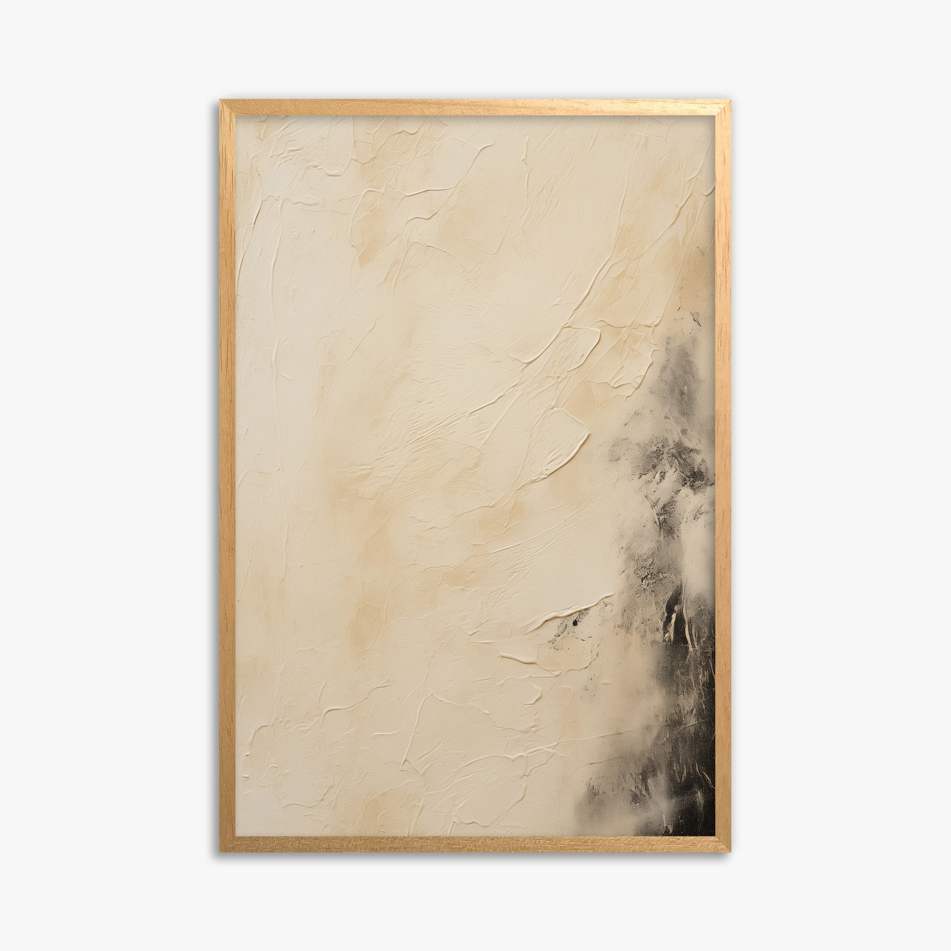 Ivory Mist Abstract, 61x91cm Framed Poster With Oak Frame