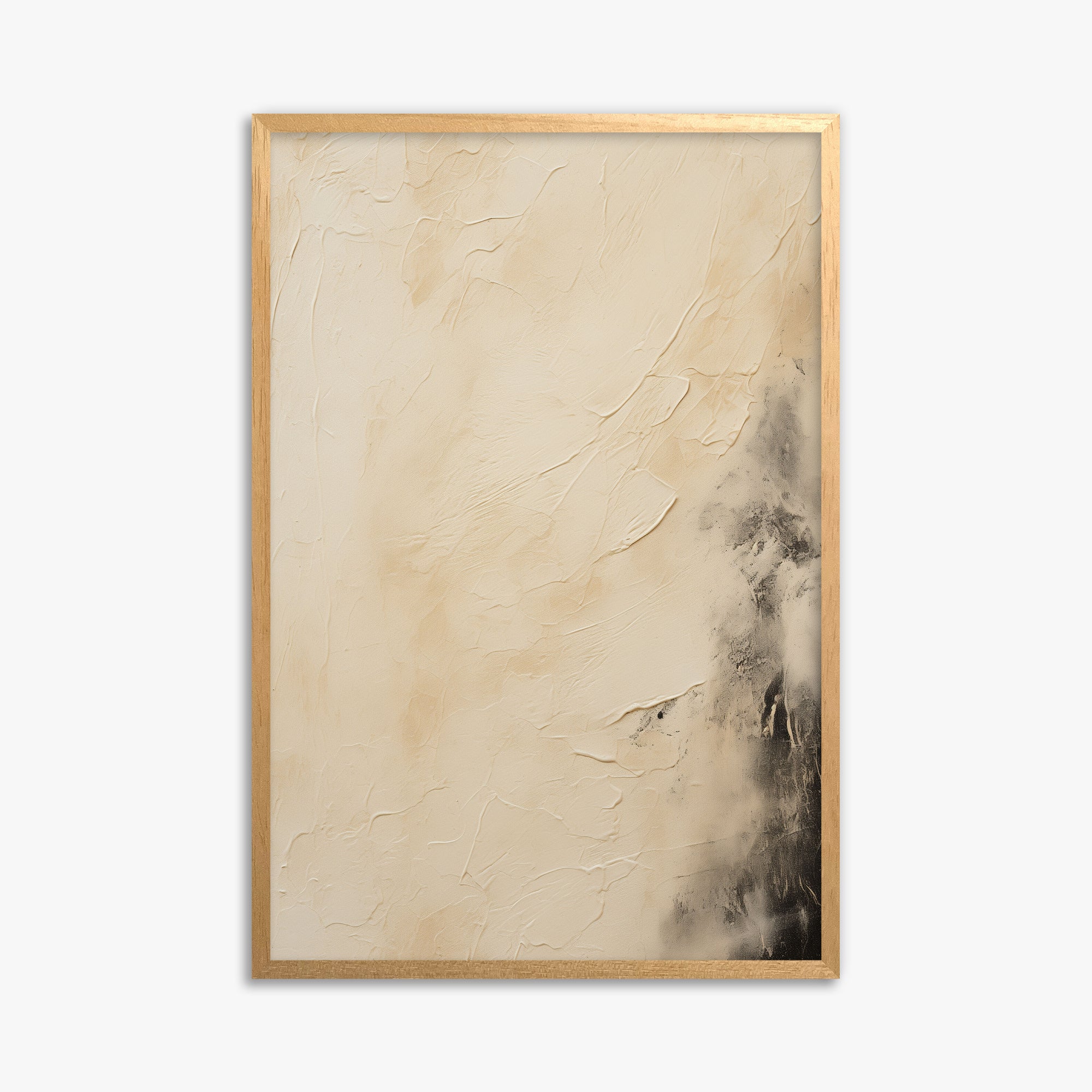 Ivory Mist Abstract, 61x91cm Framed Poster With Oak Frame