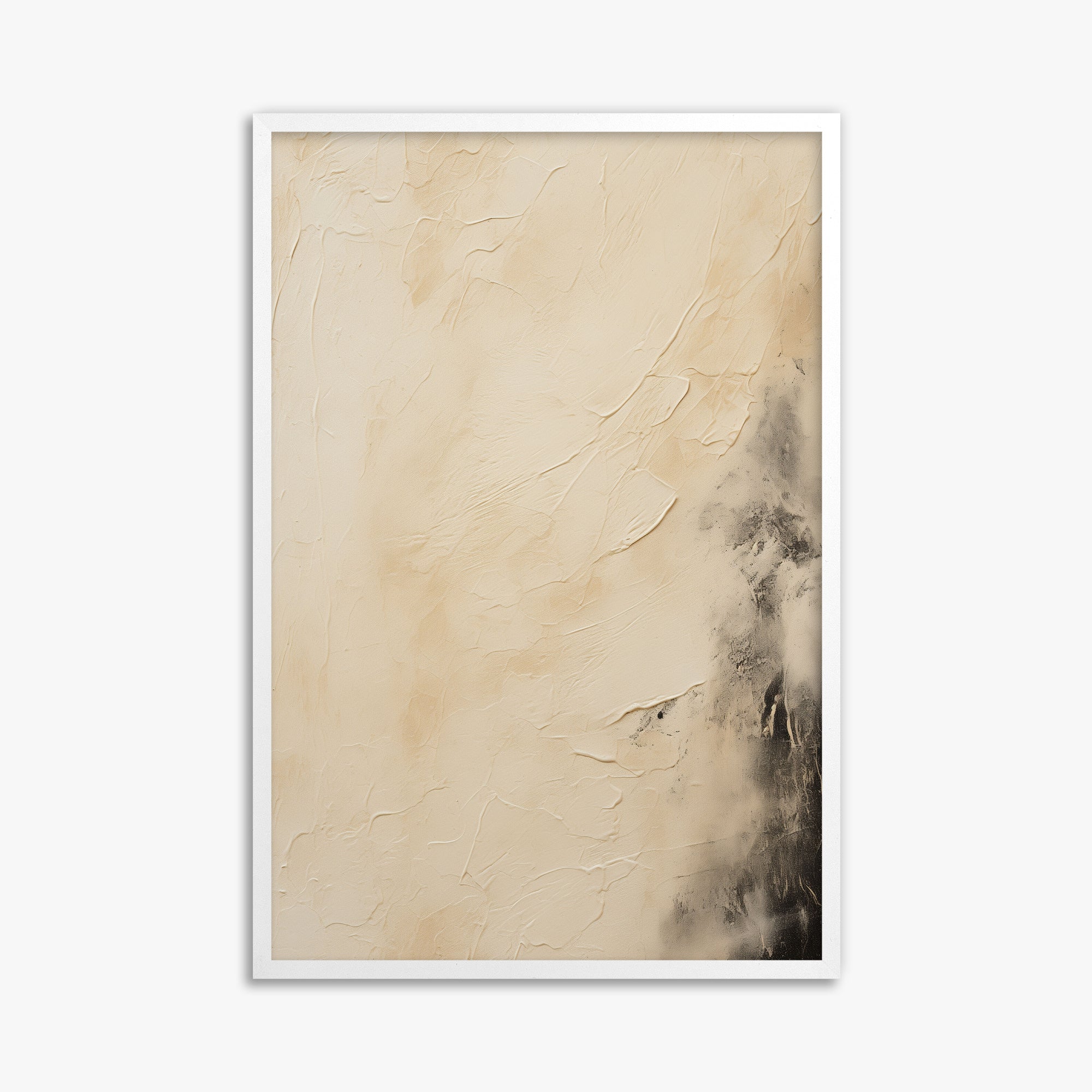 Ivory Mist Abstract, 61x91cm Framed Poster With White Frame