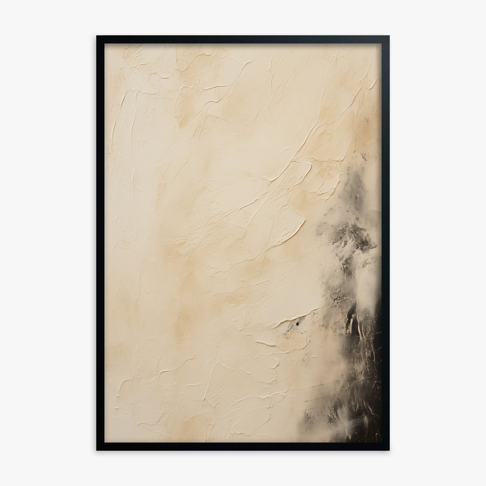 Ivory Mist Abstract, Black Framed Poster With Black Frame