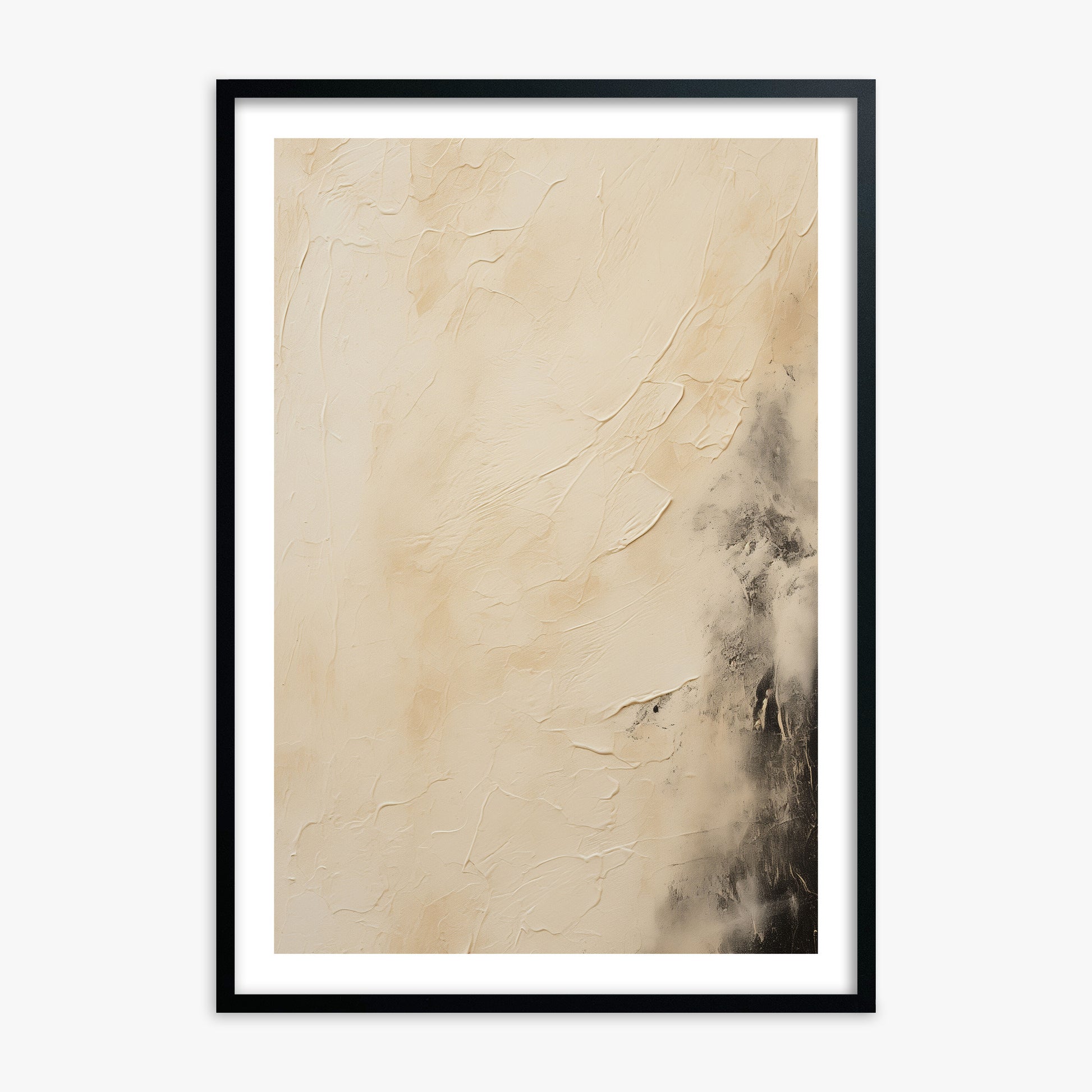 Ivory Mist Abstract, Black Framed Poster With Black Frame