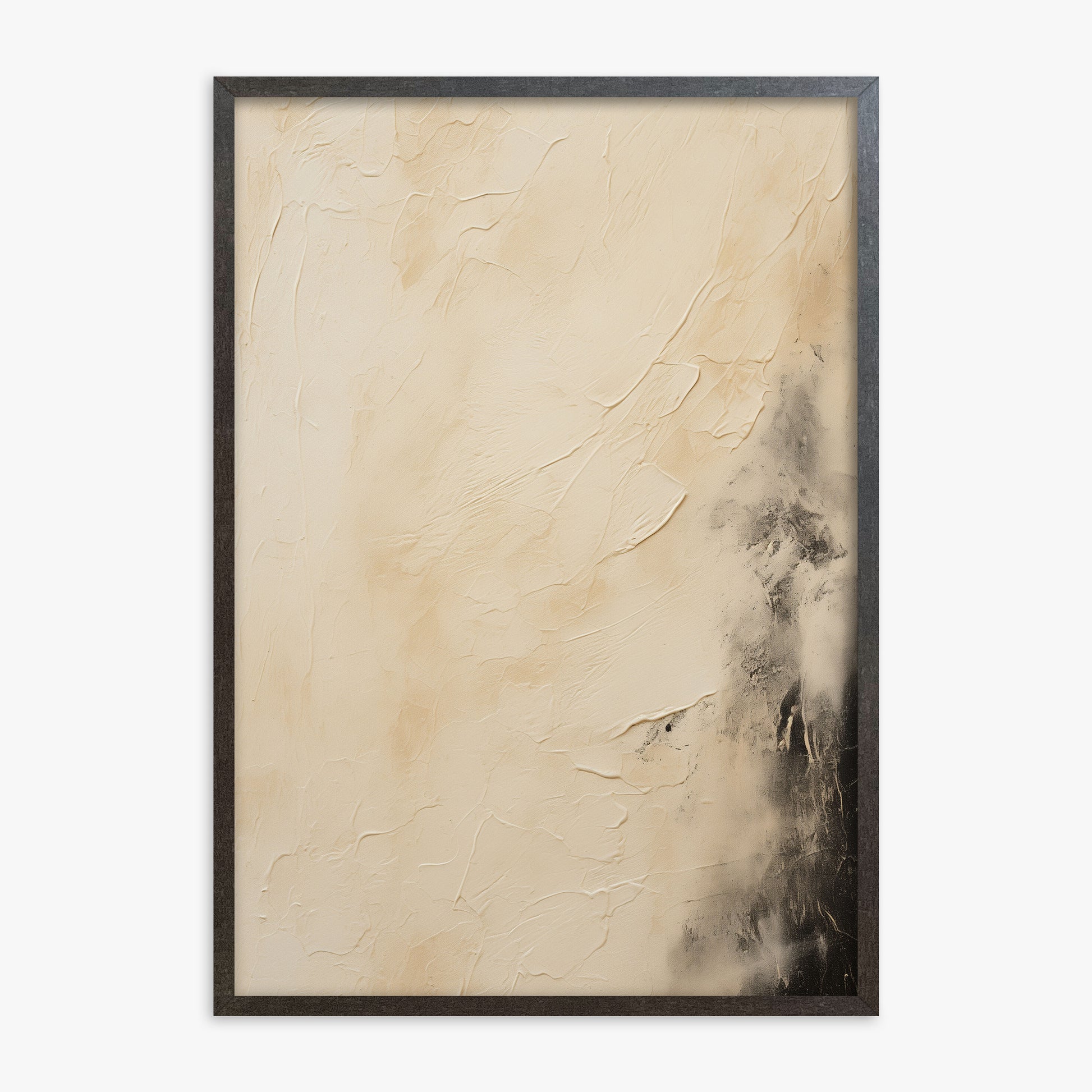 Ivory Mist Abstract, 70x100cm Framed Art Reproduction With Espresso Frame
