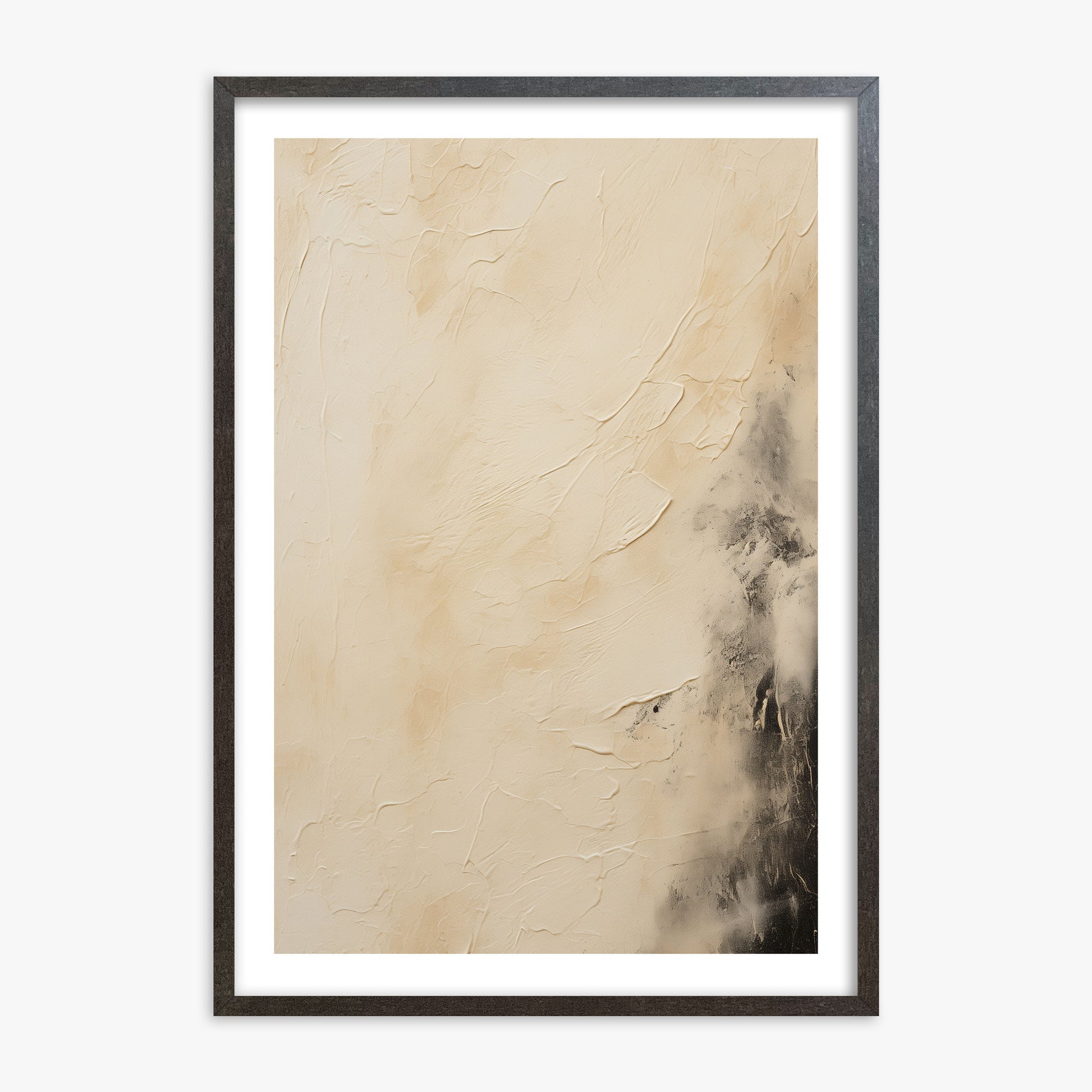 Ivory Mist Abstract, 70x100cm Framed Art Reproduction With Espresso Frame