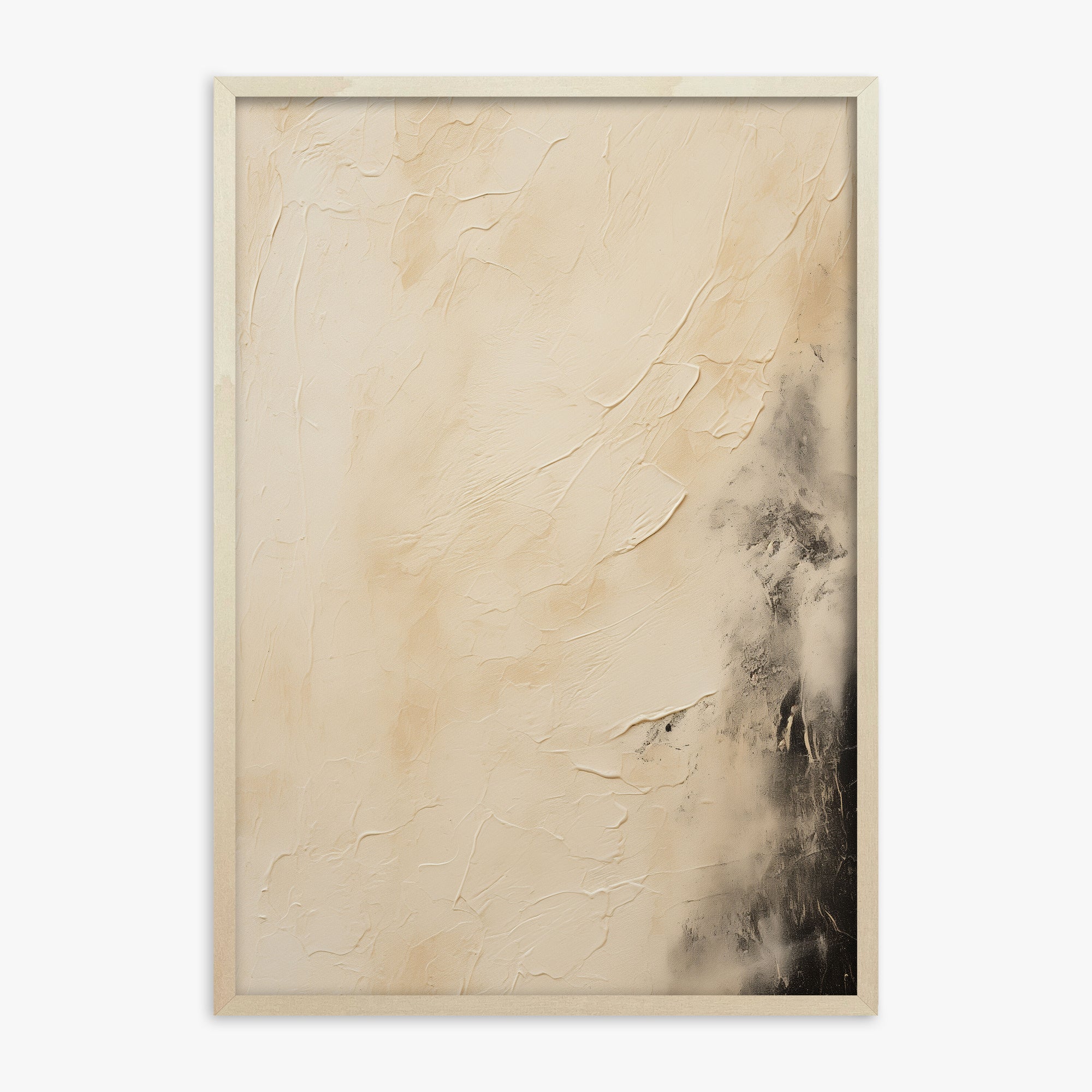 Ivory Mist Abstract, 70x100cm Framed Art Reproduction With Lime Wood Frame