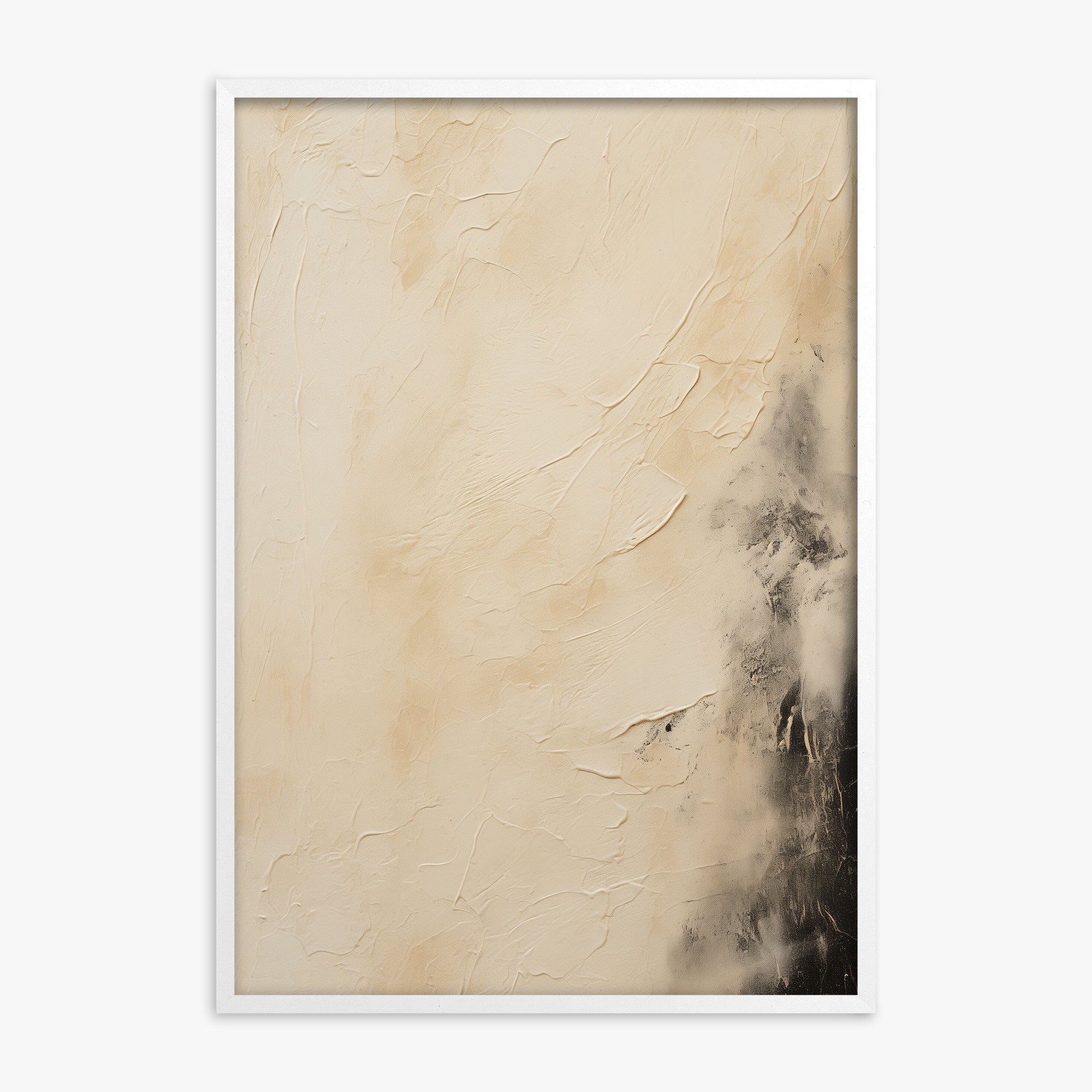 Ivory Mist Abstract, White Framed Poster With White Frame