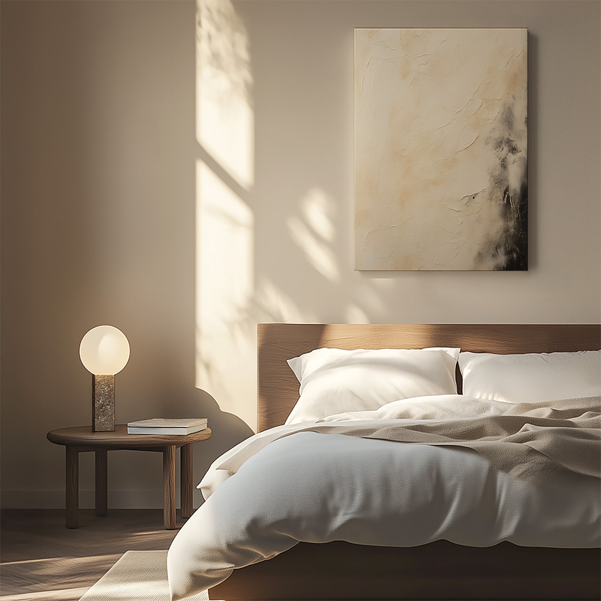 Design Concept No. 55 for Ivory Mist Abstract Japanese Satin Canvas Wall Art