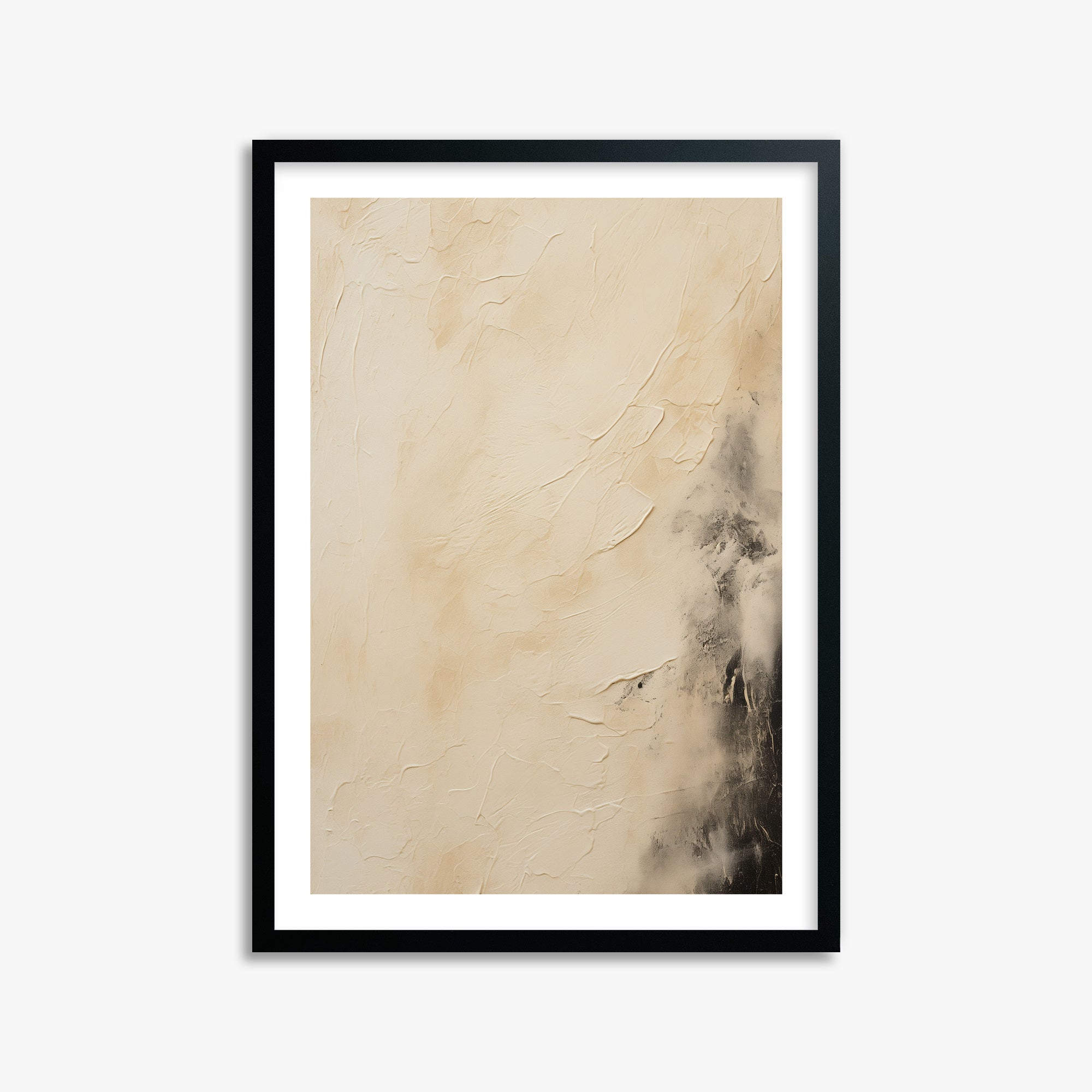 Ivory Mist Abstract, 50x70cm Black Framed Art Reproduction