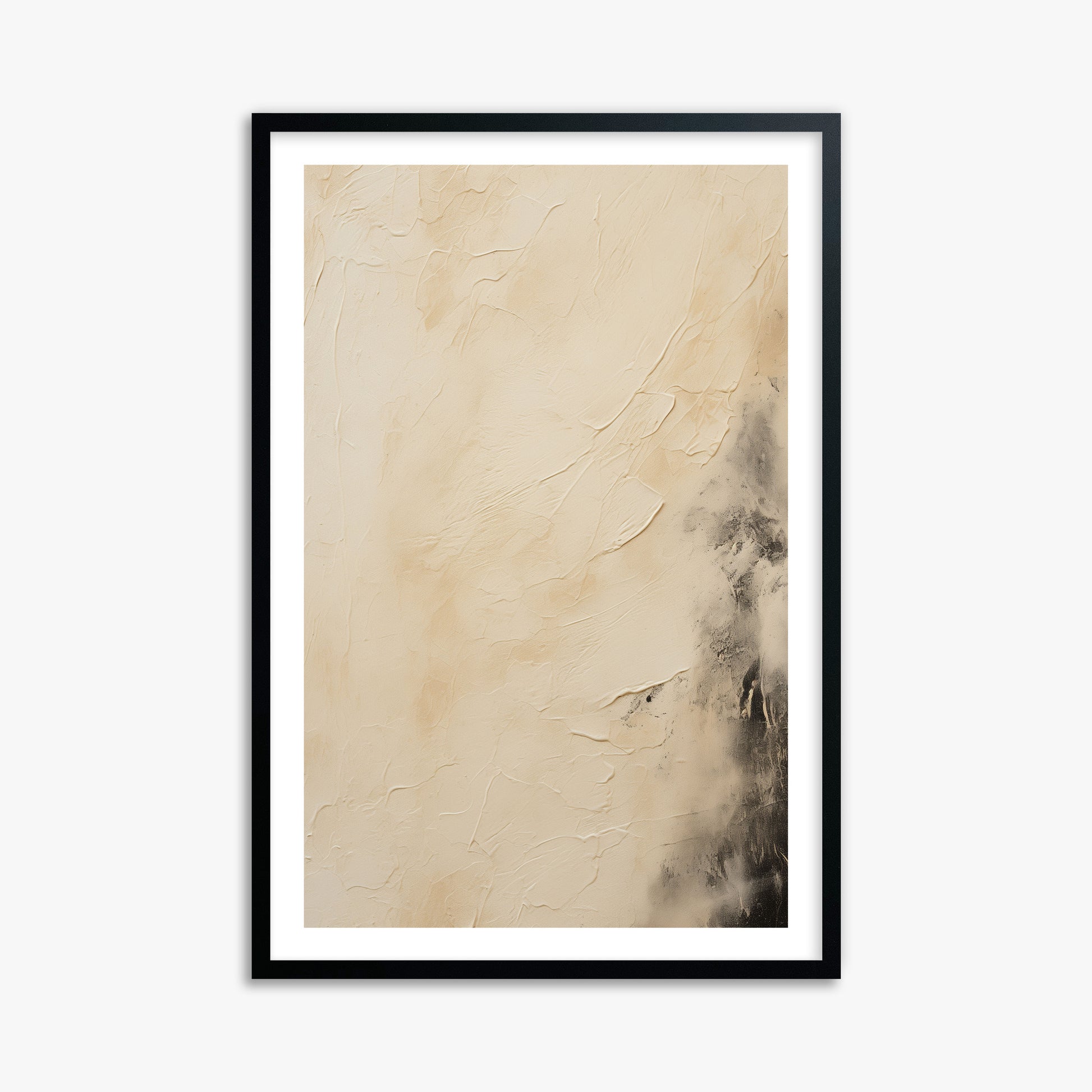 Ivory Mist Abstract, 61x91cm Black Framed Art Reproduction