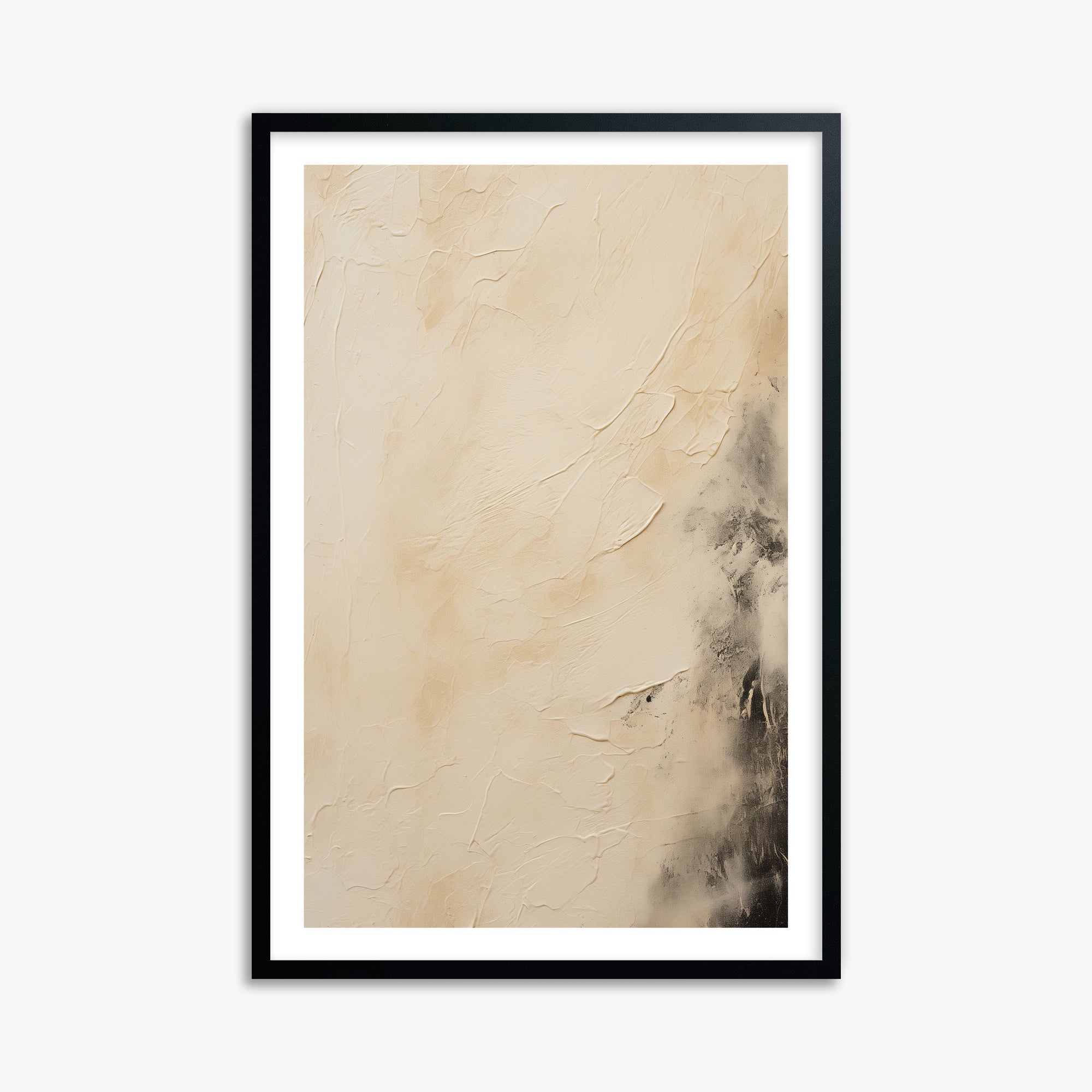 Ivory Mist Abstract, 61x91cm Black Framed Art Reproduction