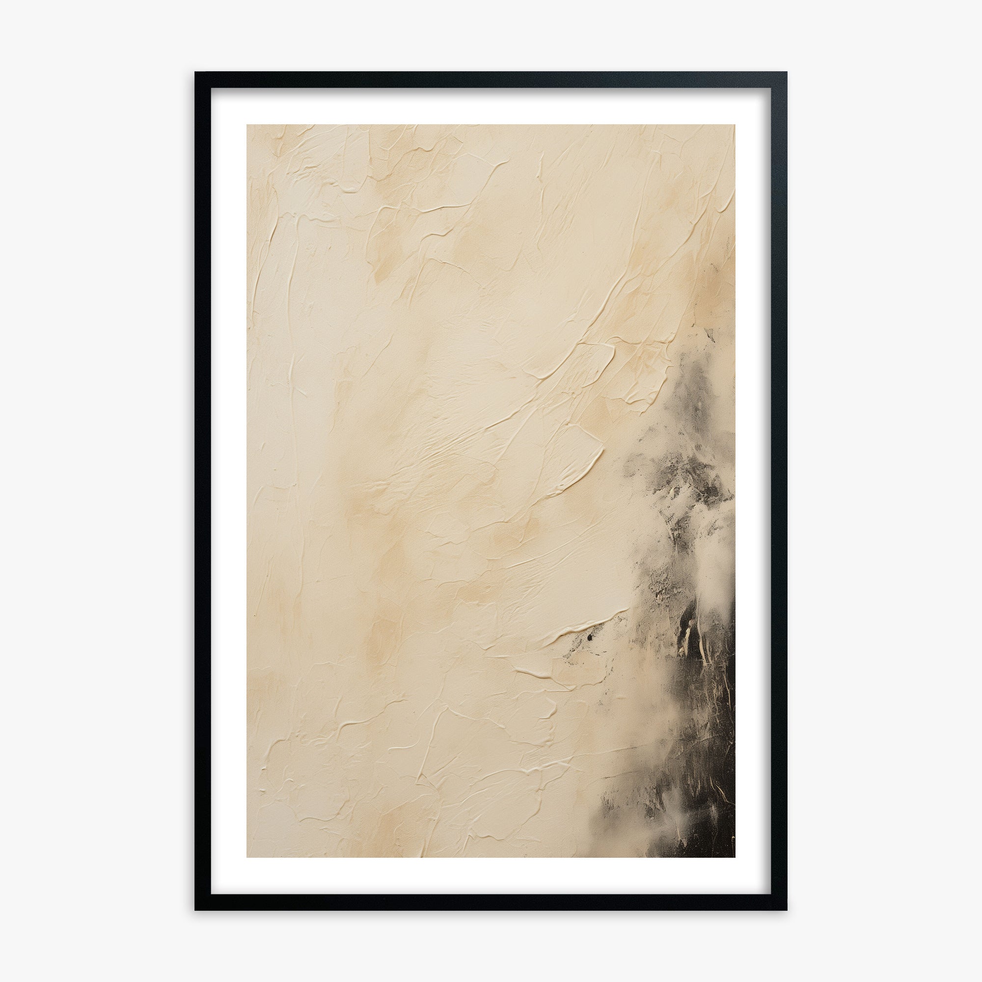 Ivory Mist Abstract, 70x100cm Black Framed Art Reproduction