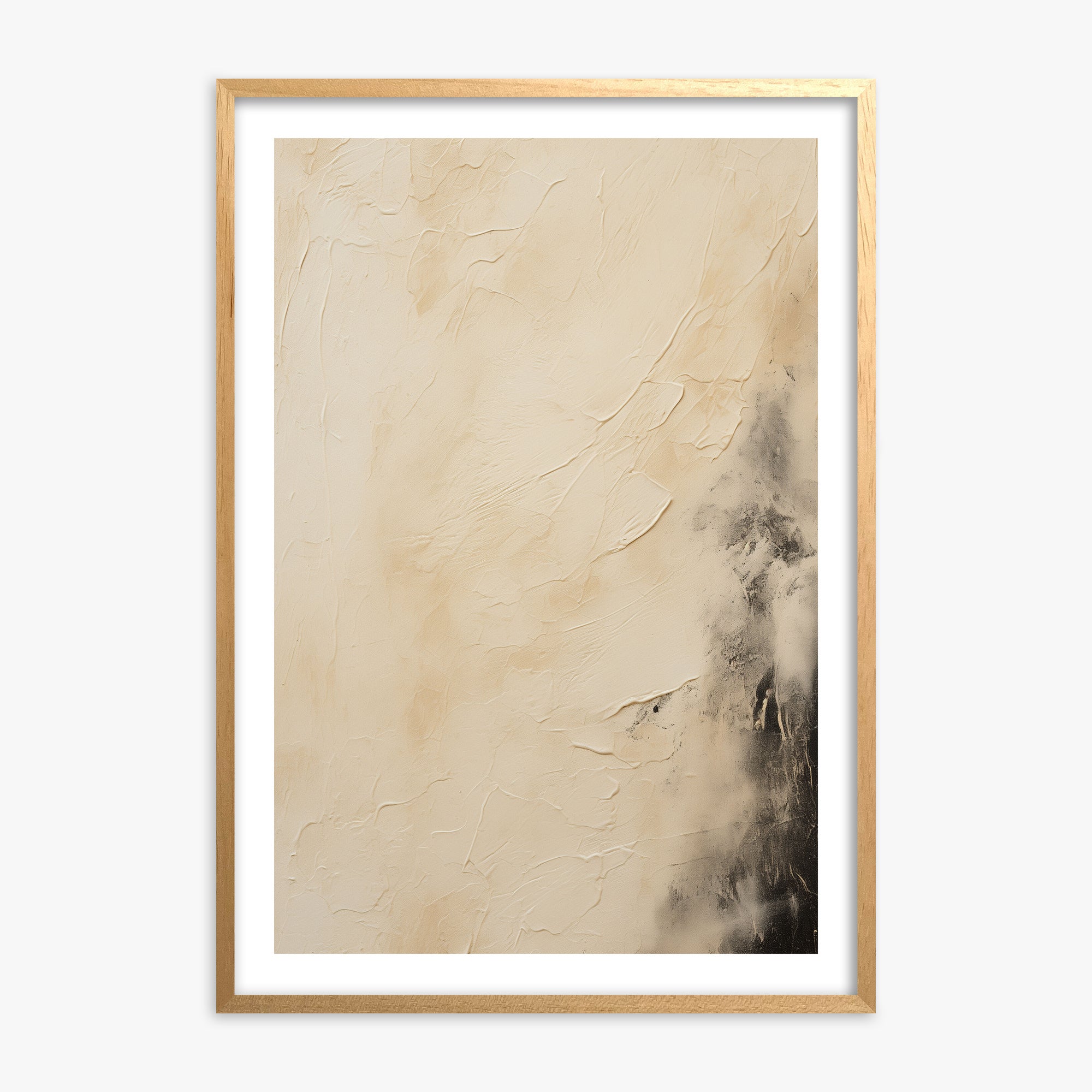 Ivory Mist Abstract, 70x100cm Oak Framed Art Reproduction