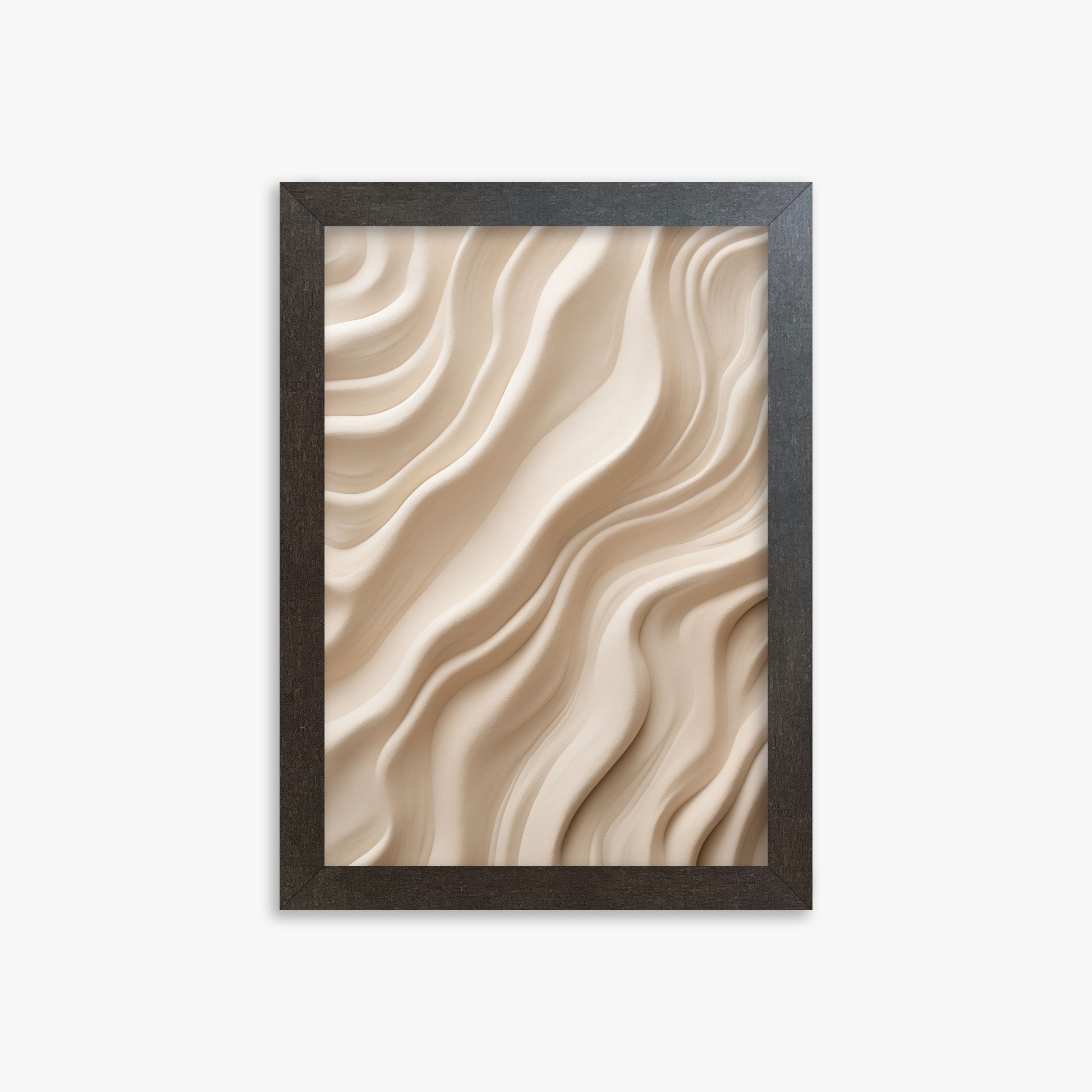 Ivory Silk Waves, 21x30cm Framed Poster With Espresso Frame