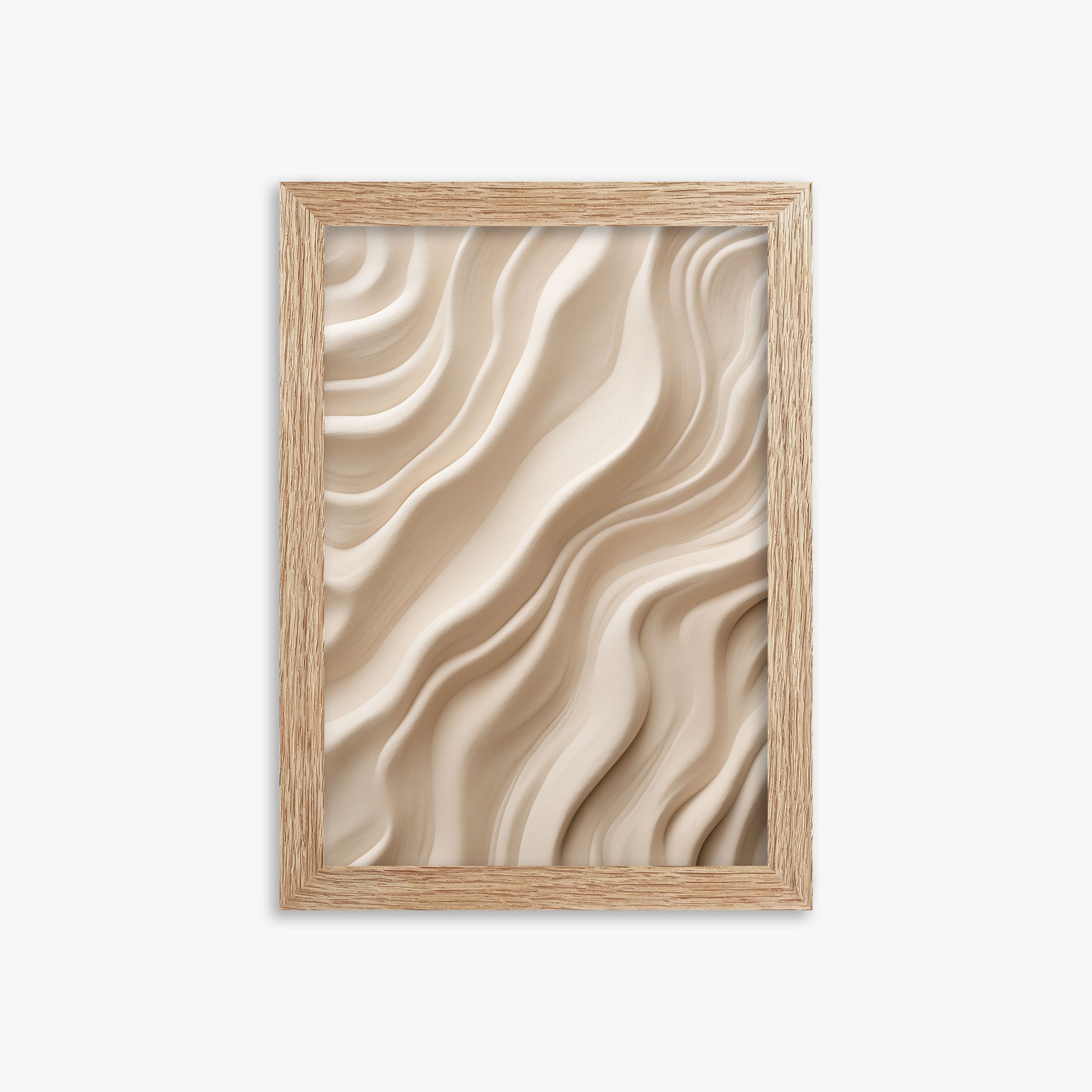 Ivory Silk Waves, 21x30cm Framed Poster With Raw Oak Frame