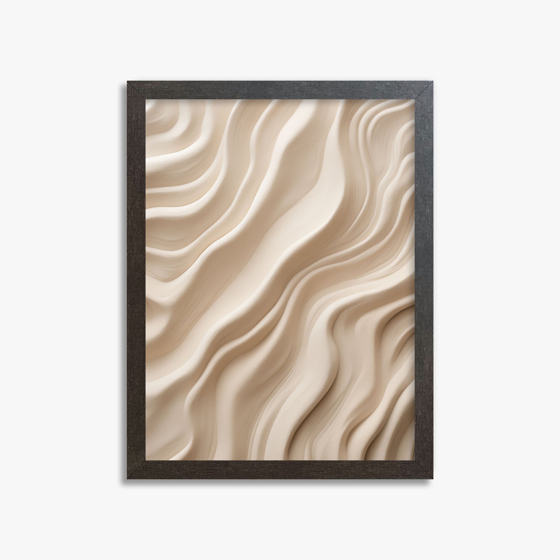 Ivory Silk Waves, 30x40cm Framed Poster With Espresso Frame