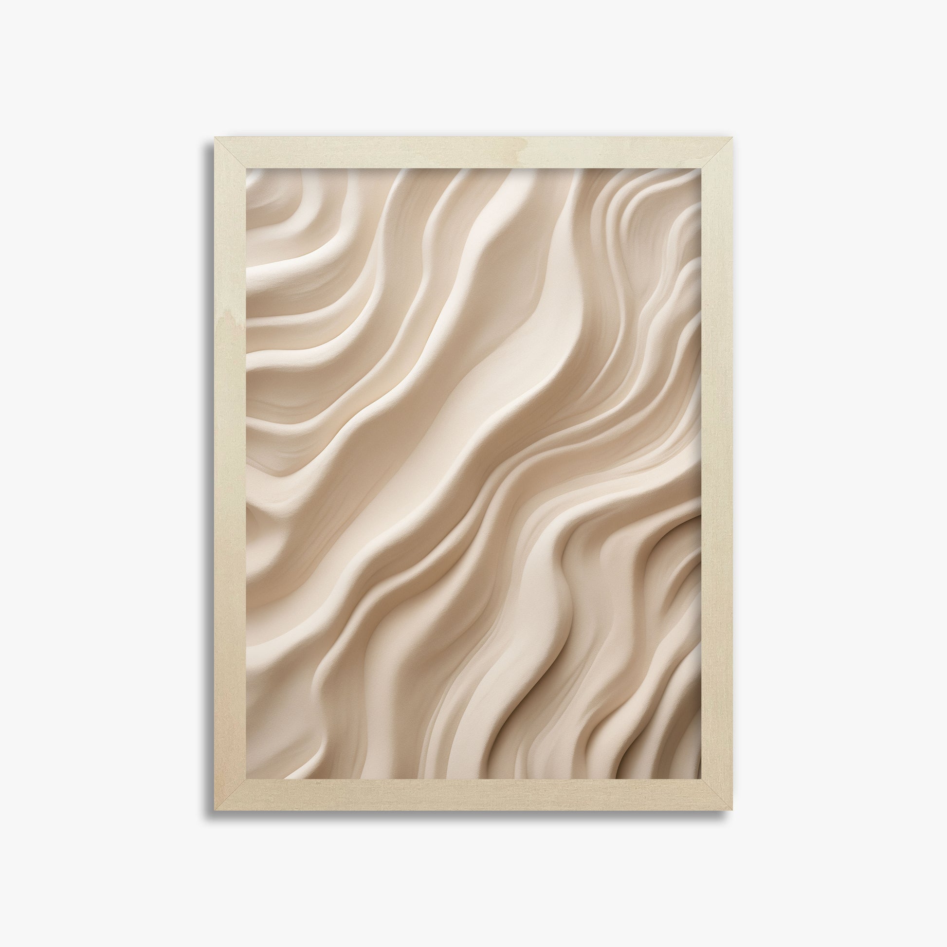 Ivory Silk Waves, 30x40cm Framed Poster With Lime Wood Frame