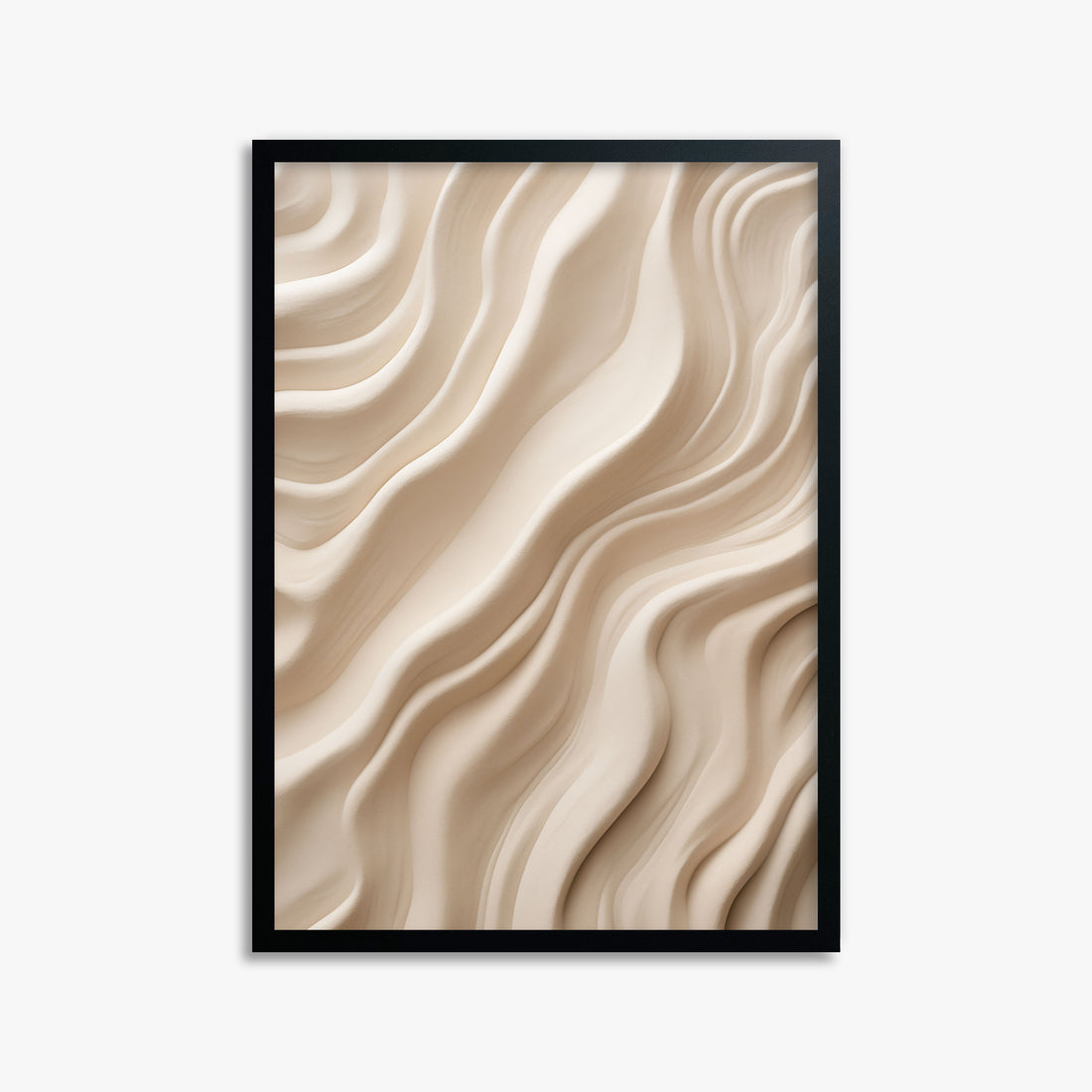 Ivory Silk Waves, 50x70cm Framed Poster With Black Frame
