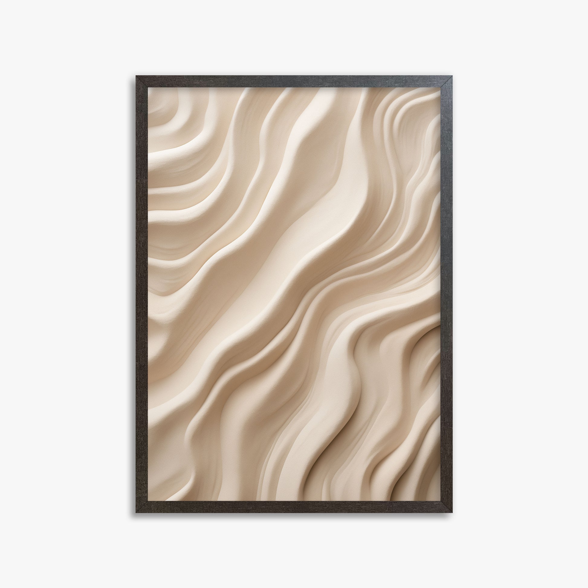 Ivory Silk Waves, 50x70cm Framed Poster With Espresso Frame