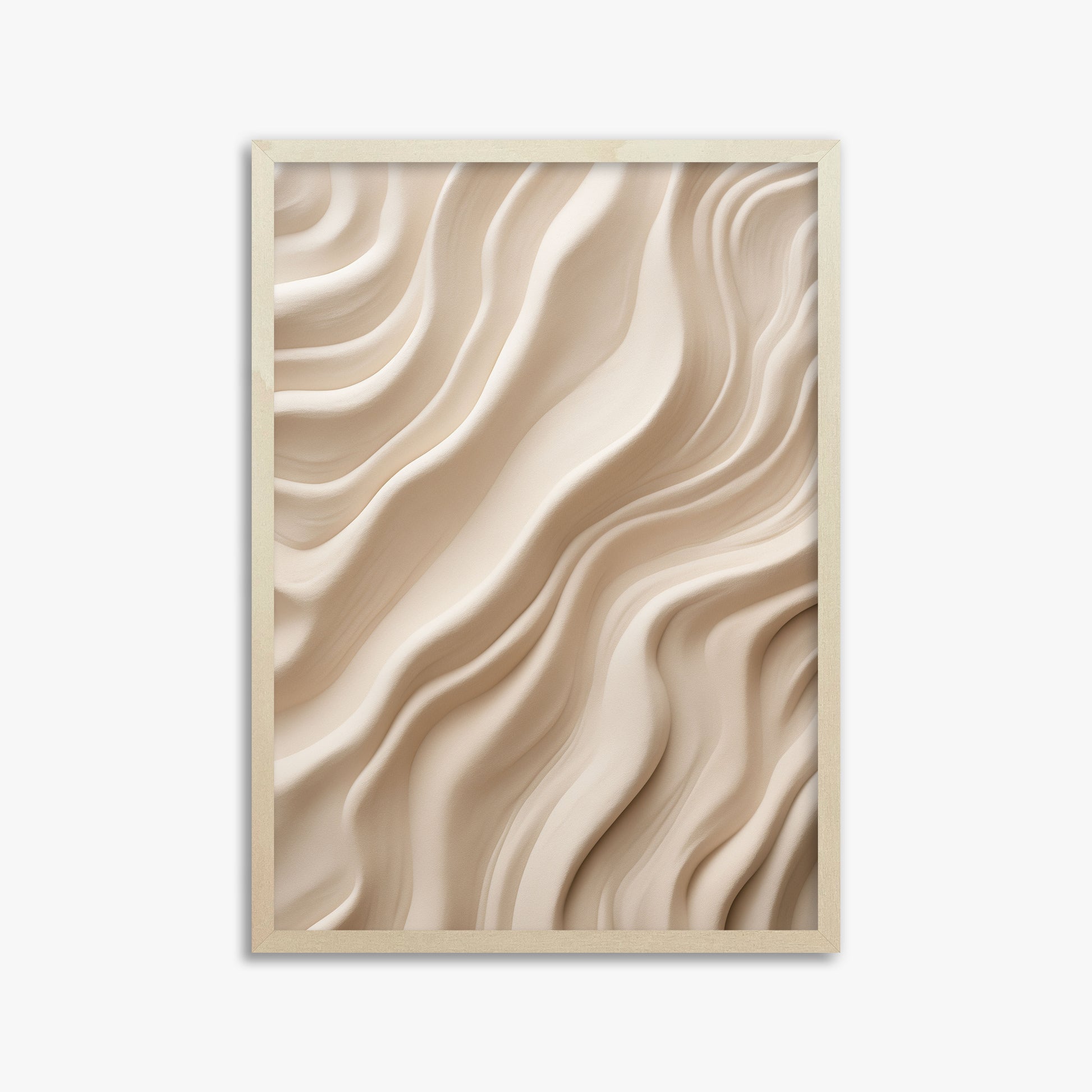 Ivory Silk Waves, 50x70cm Framed Poster With Lime Wood Frame