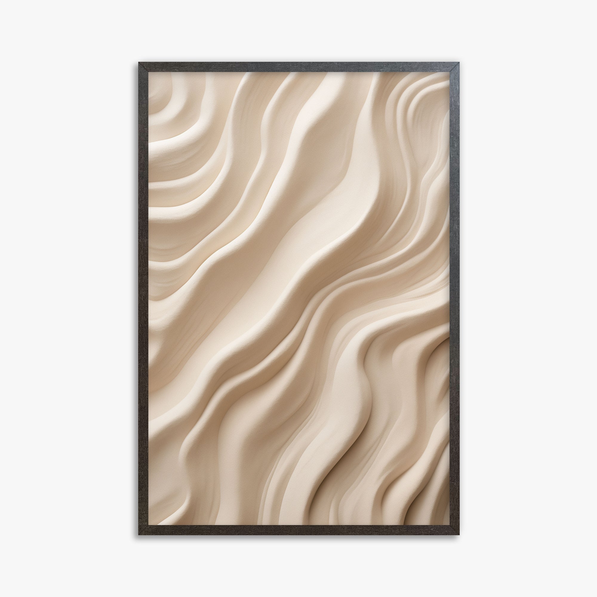 Ivory Silk Waves, 61x91cm Framed Poster With Espresso Frame