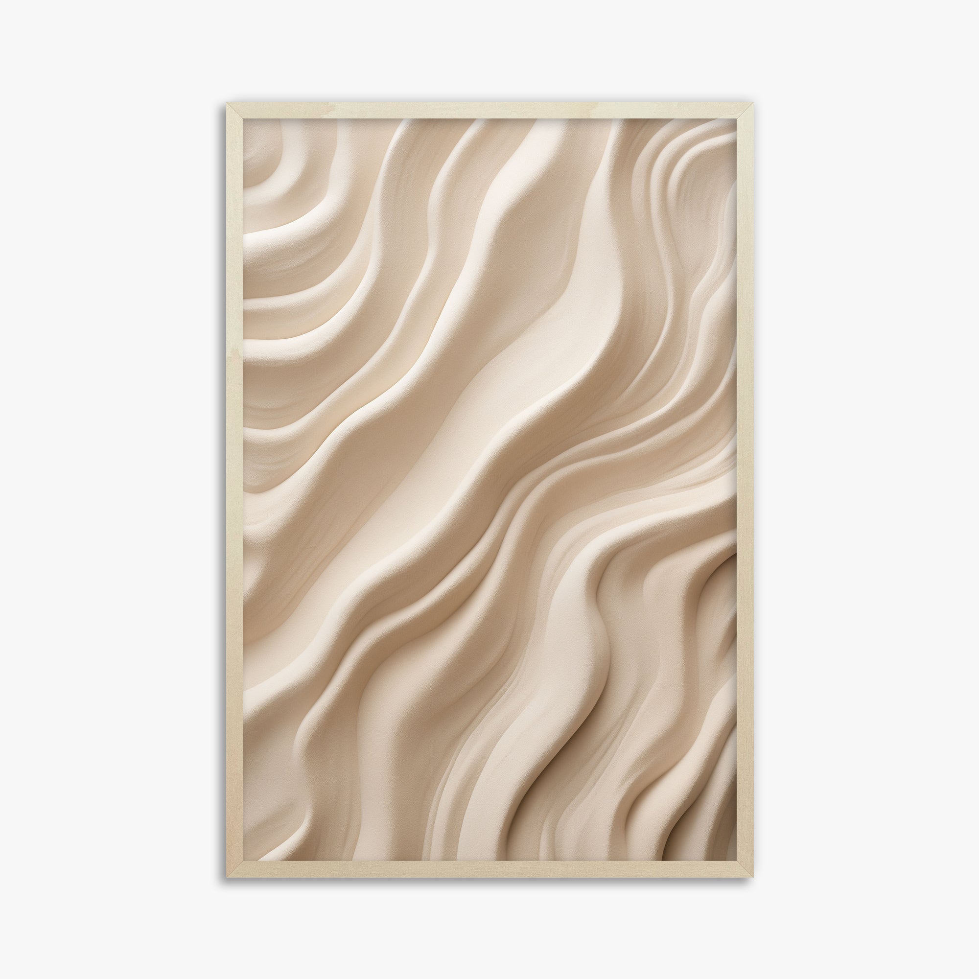 Ivory Silk Waves, 61x91cm Framed Poster With Lime Wood Frame
