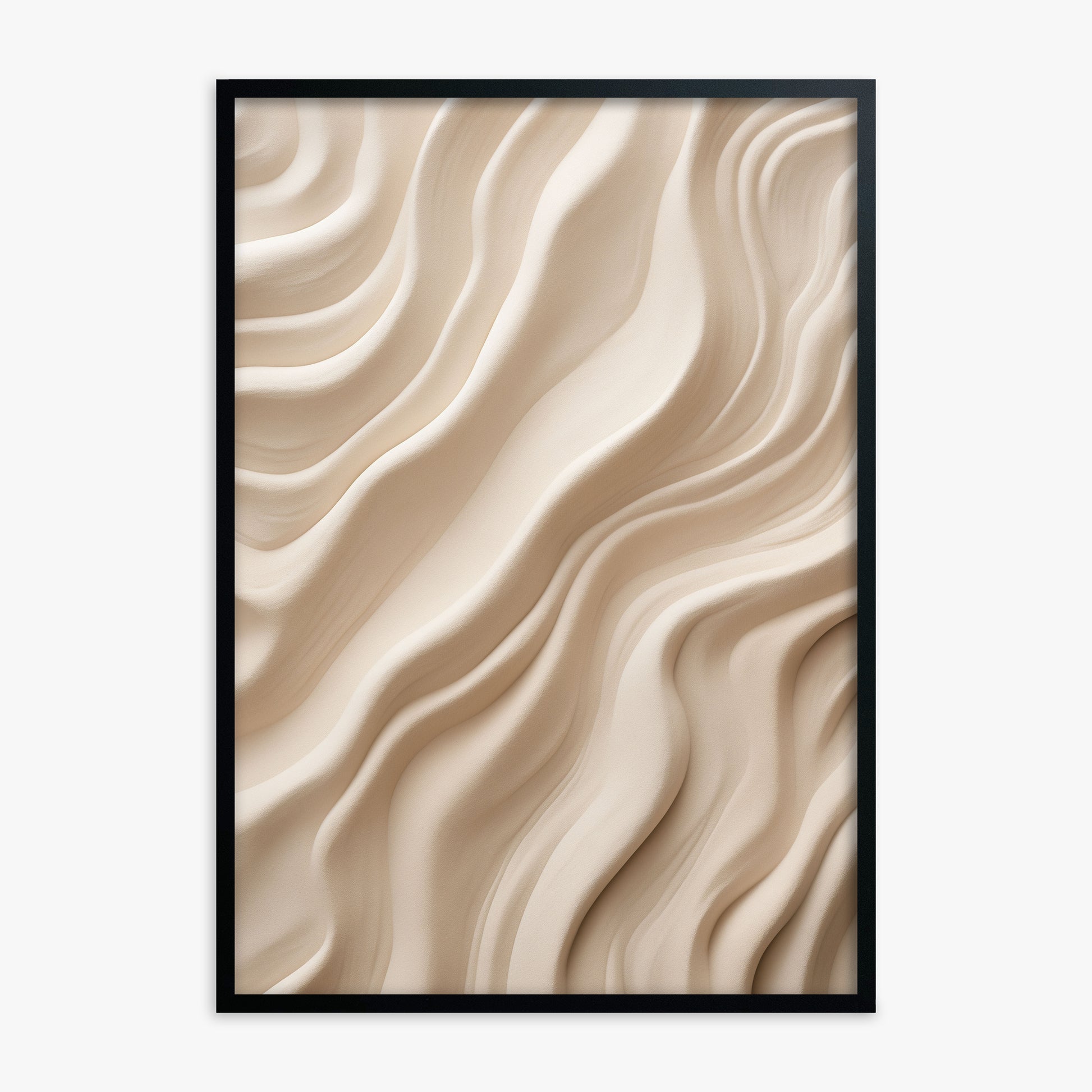 Ivory Silk Waves, Black Framed Poster With Black Frame