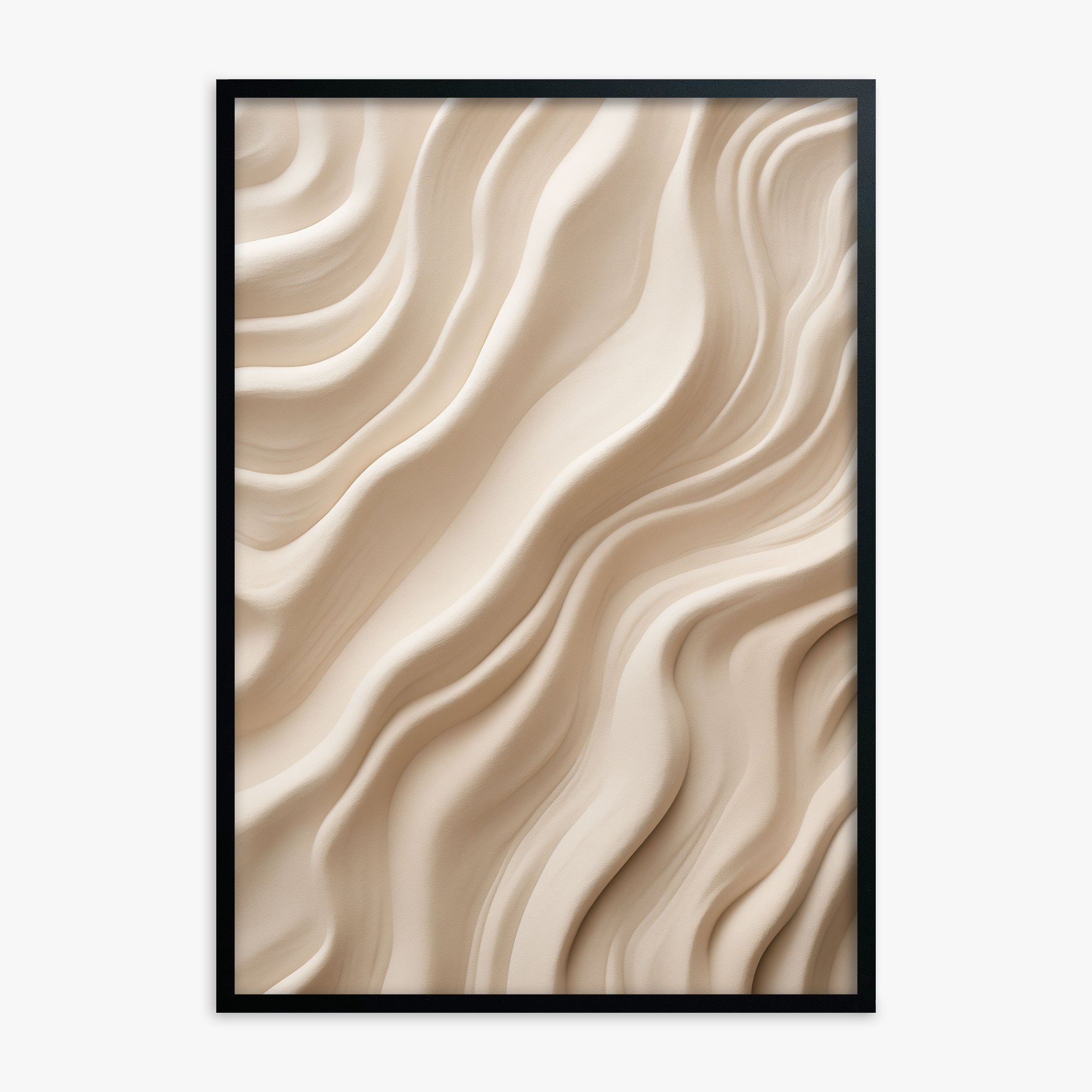 Ivory Silk Waves, Black Framed Poster With Black Frame