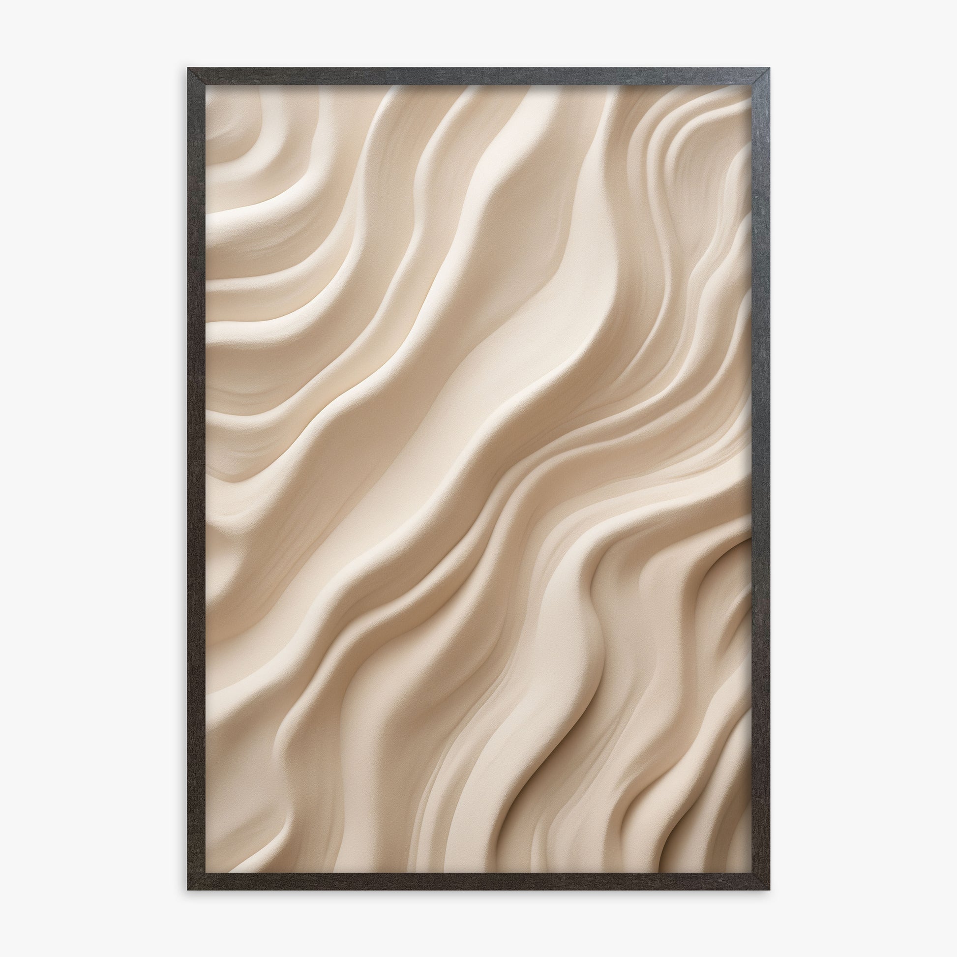 Ivory Silk Waves, 70x100cm Framed Poster With Espresso Frame