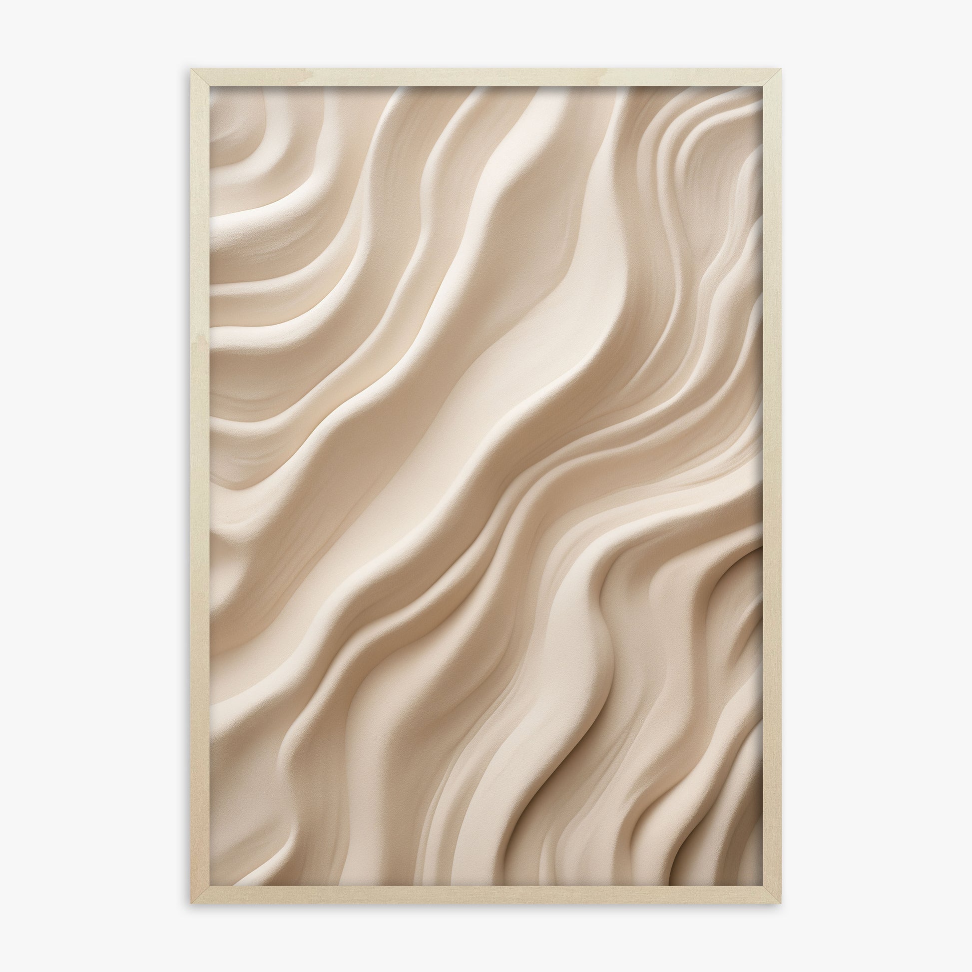 Ivory Silk Waves, 70x100cm Framed Poster With Lime Wood Frame