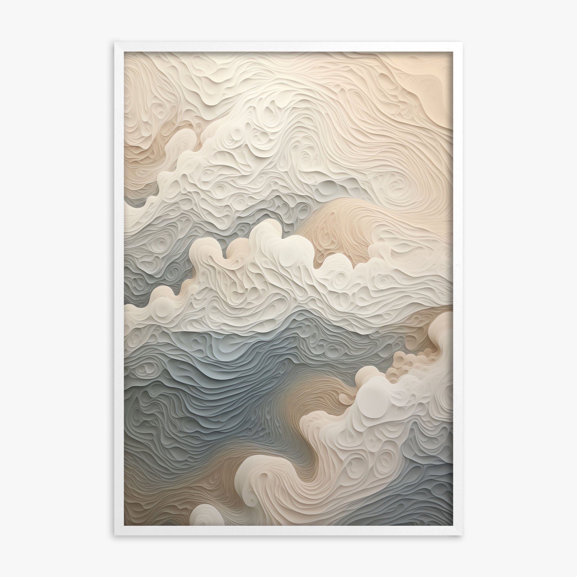 Cloud Canyon, White Framed Poster With White Frame