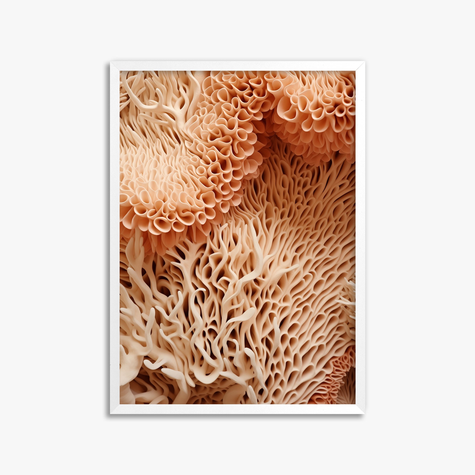 Coral Forest Symphony, 50x70cm Framed Poster With White Frame
