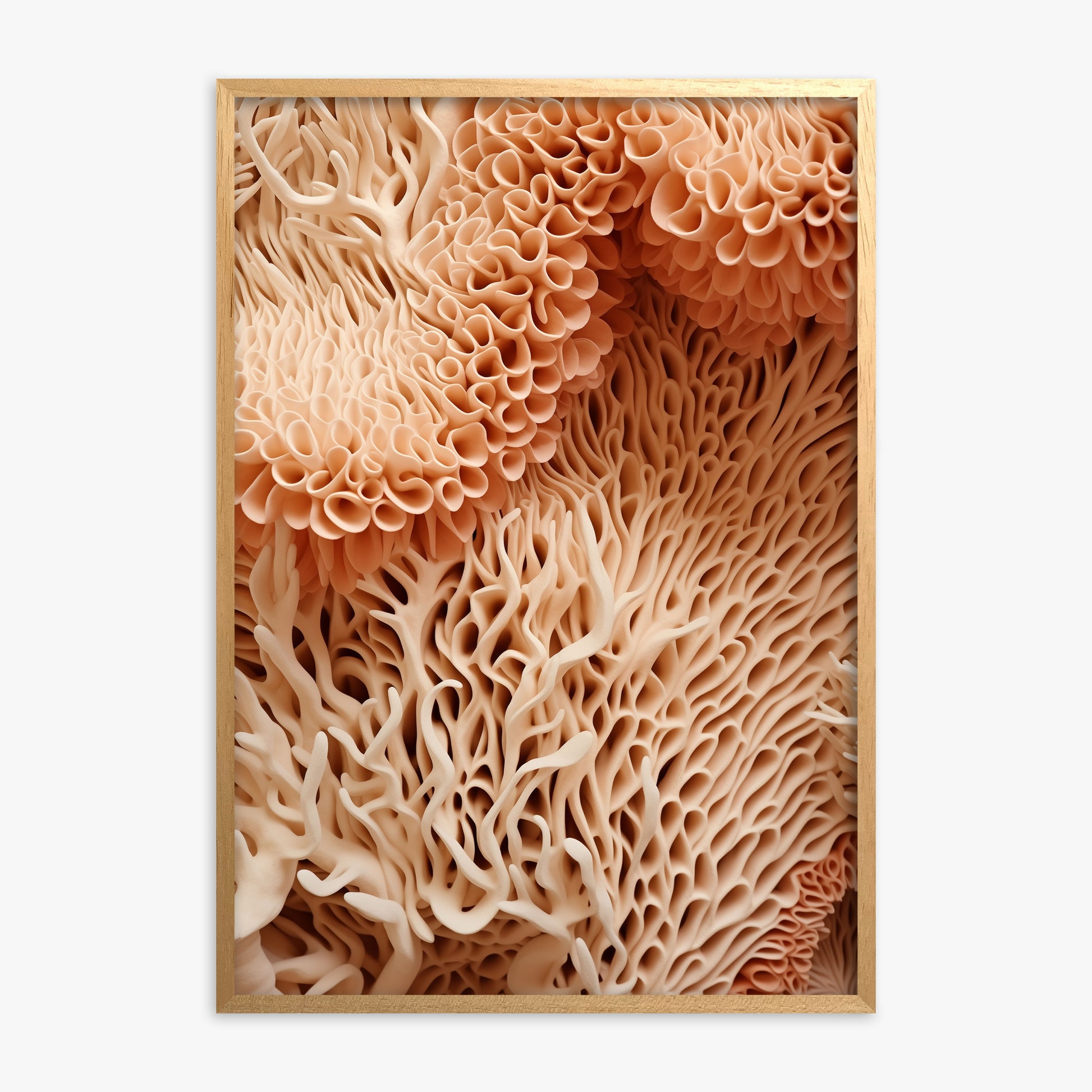 Coral Forest Symphony, Oak Framed Poster With Oak Frame