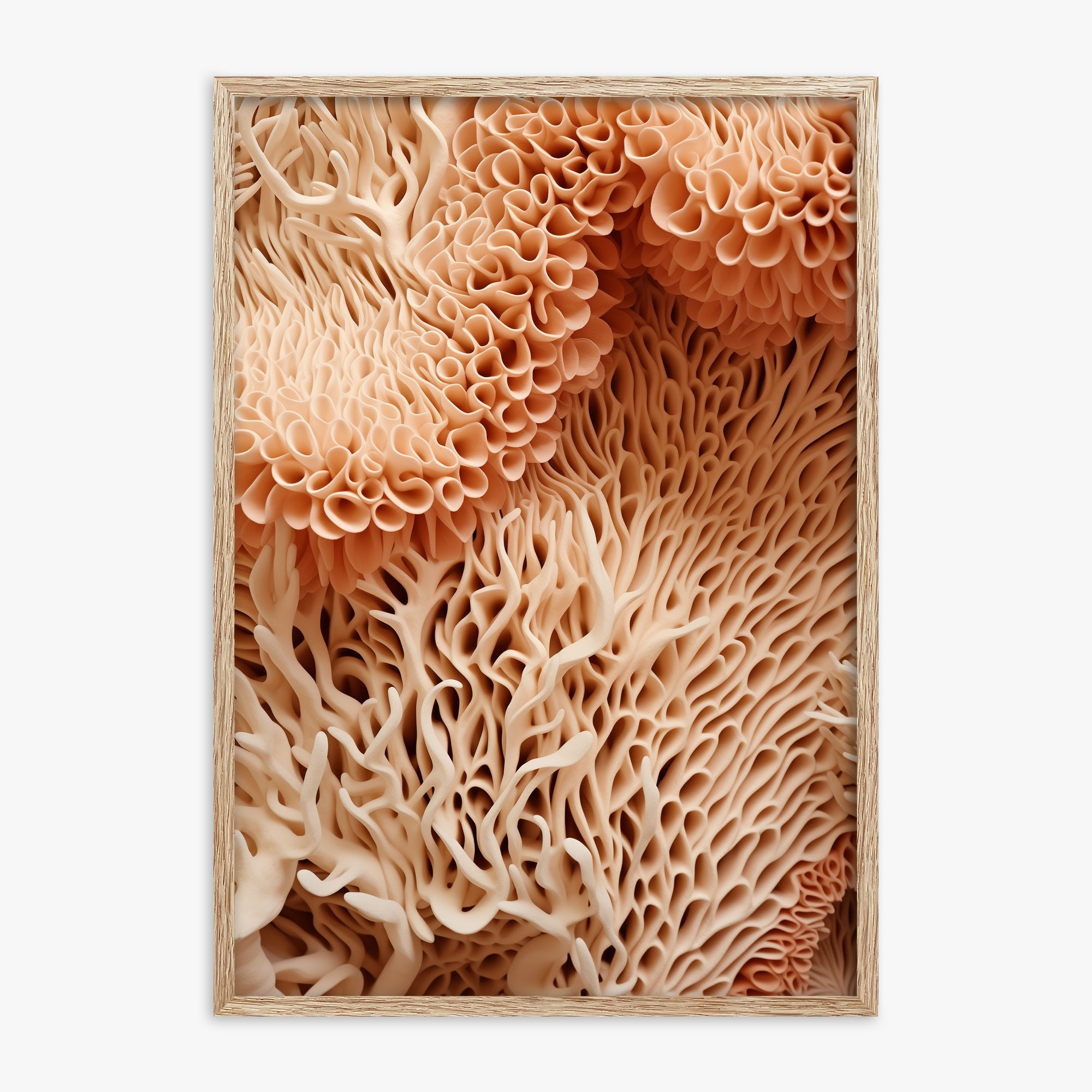 Coral Forest Symphony, 70x100cm Framed Poster With Raw Oak Frame
