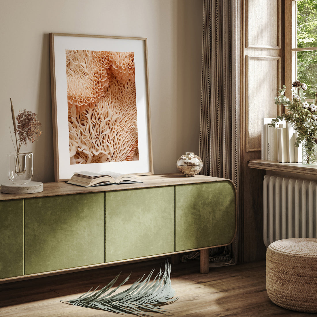 Coral Forest Symphony, 50x70cm Framed Poster With Black Frame