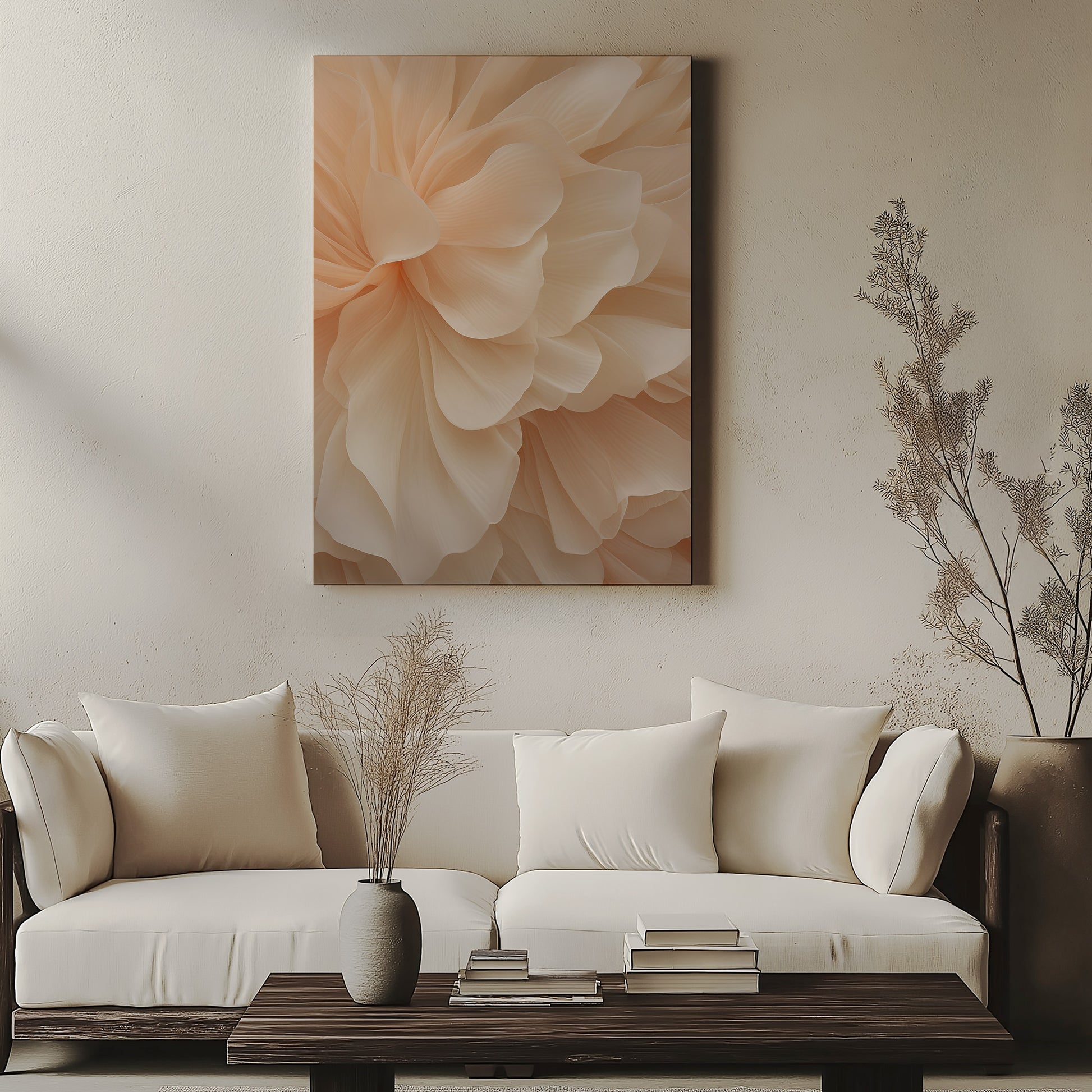 Design Concept No. 57 for Peony Veil Japanese Satin Canvas Wall Art