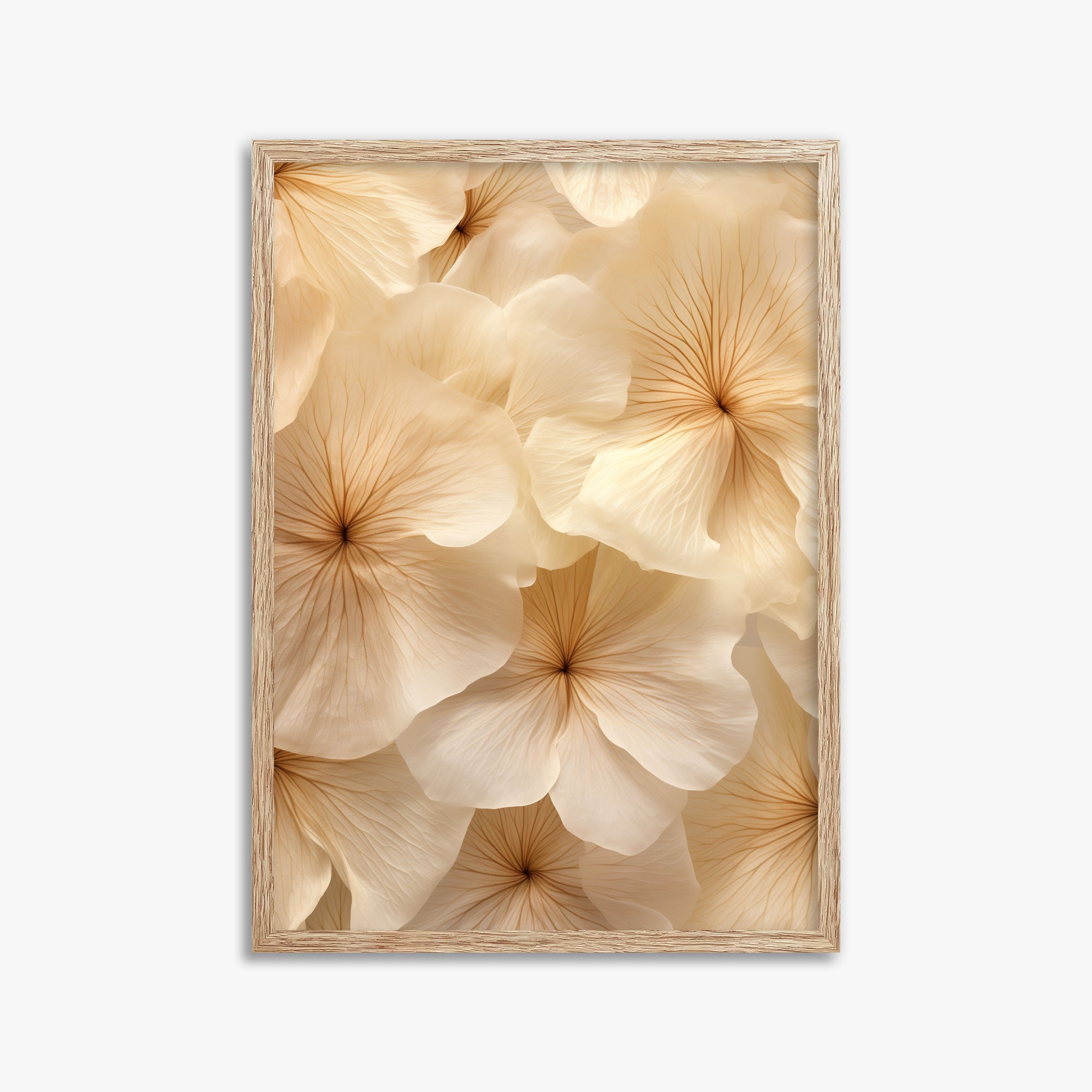 Ivory Blooms, 50x70cm Framed Poster With Raw Oak Frame