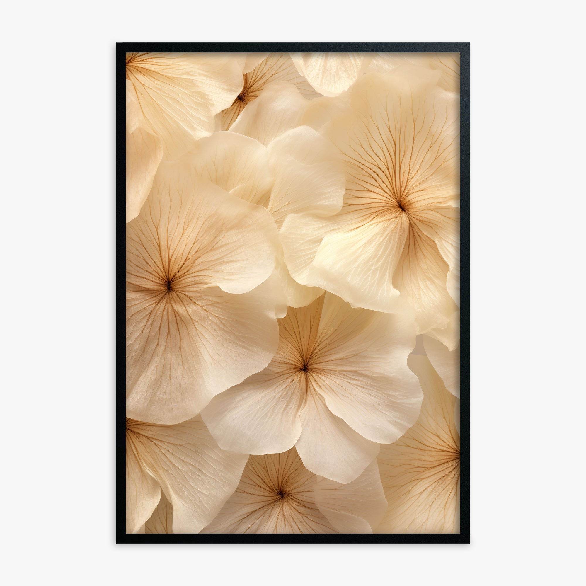 Ivory Blooms, Black Framed Poster With Black Frame