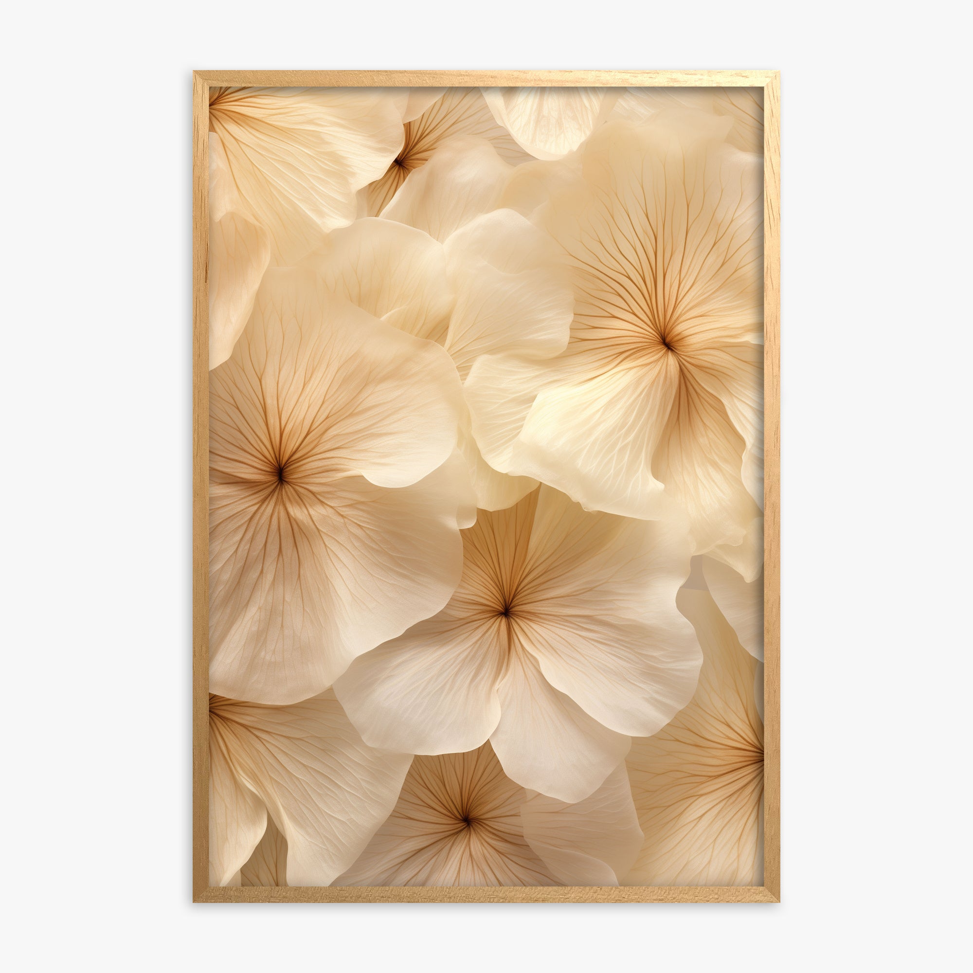 Ivory Blooms, Oak Framed Poster With Oak Frame