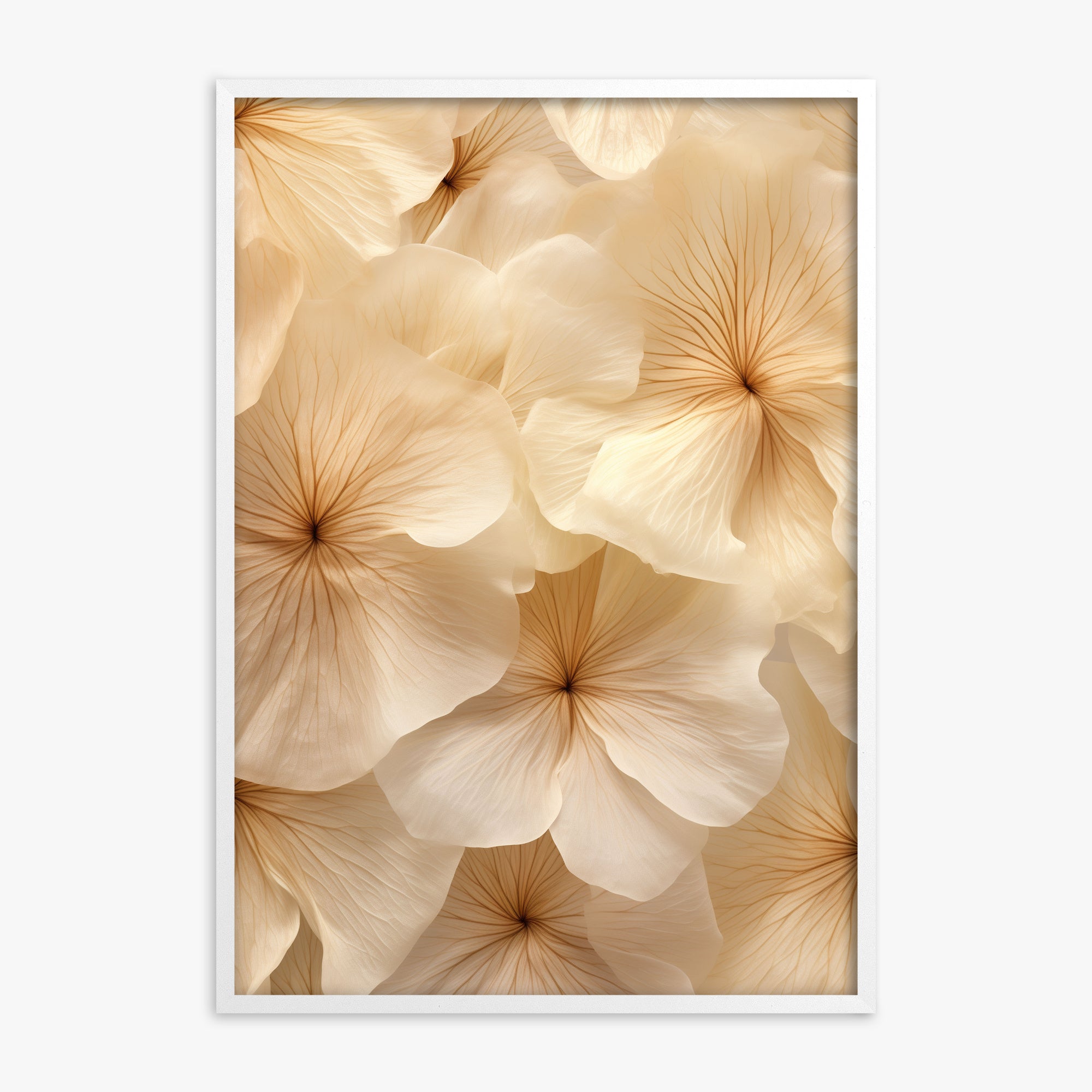 Ivory Blooms, White Framed Poster With White Frame